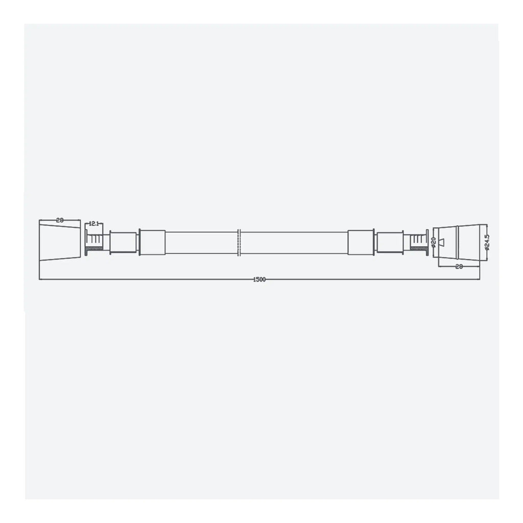 Flexible shower hose with chrome finish, 500mm length, designed for Bubly Bathrooms' shower fittings, durable and suitable for modern bathroom upgrades.