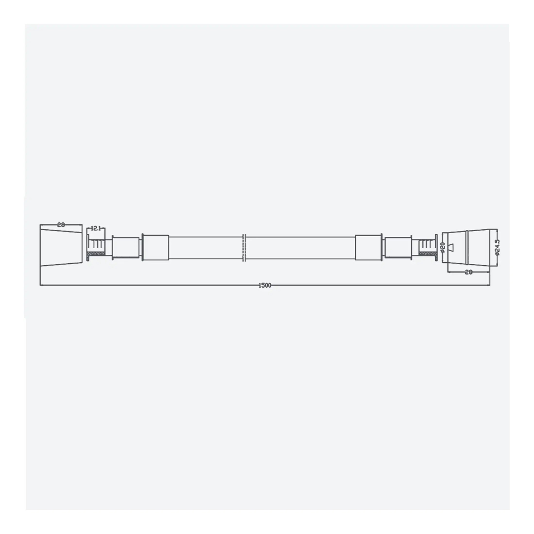 Flexible shower hose with chrome finish, 500mm length, designed for Bubly Bathrooms' shower fittings, durable and suitable for modern bathroom upgrades.