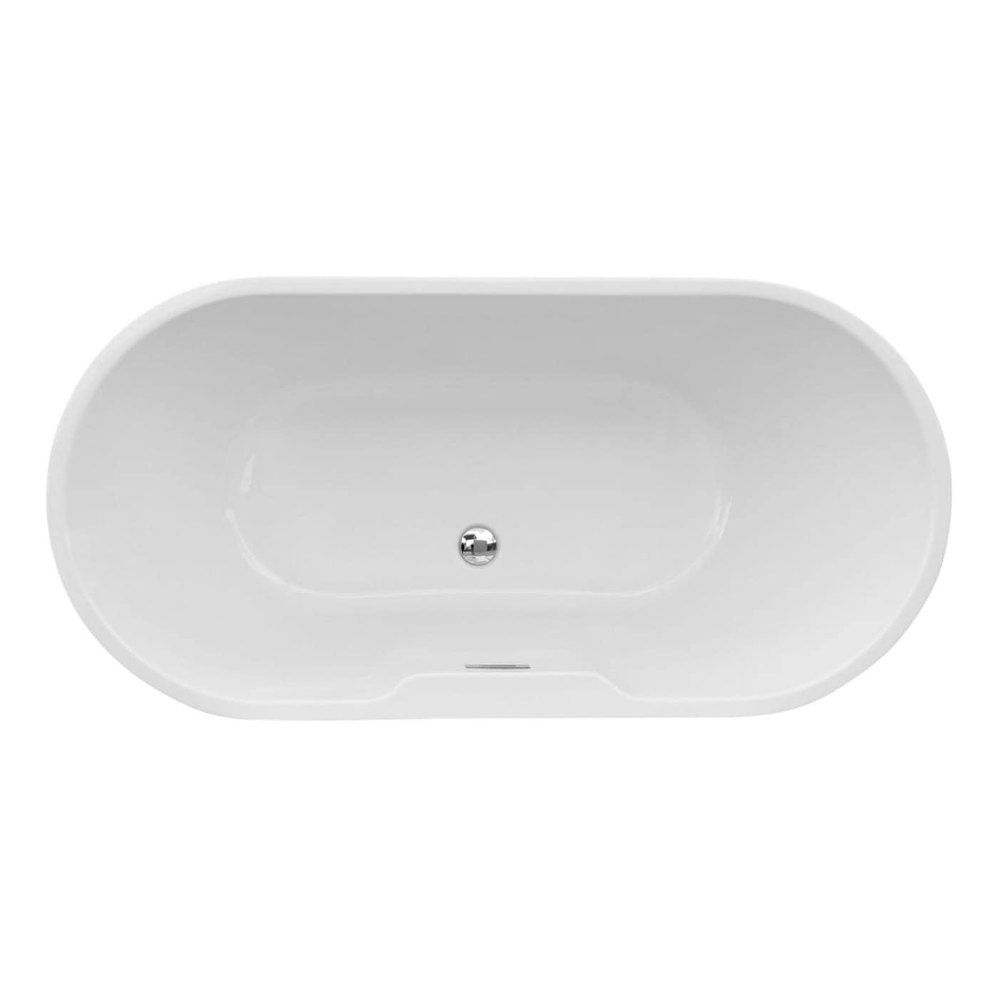 Sleek white freestanding oval bathtub for modern bathrooms, featuring smooth curves and a glossy finish for luxury spa-like bathing experiences.