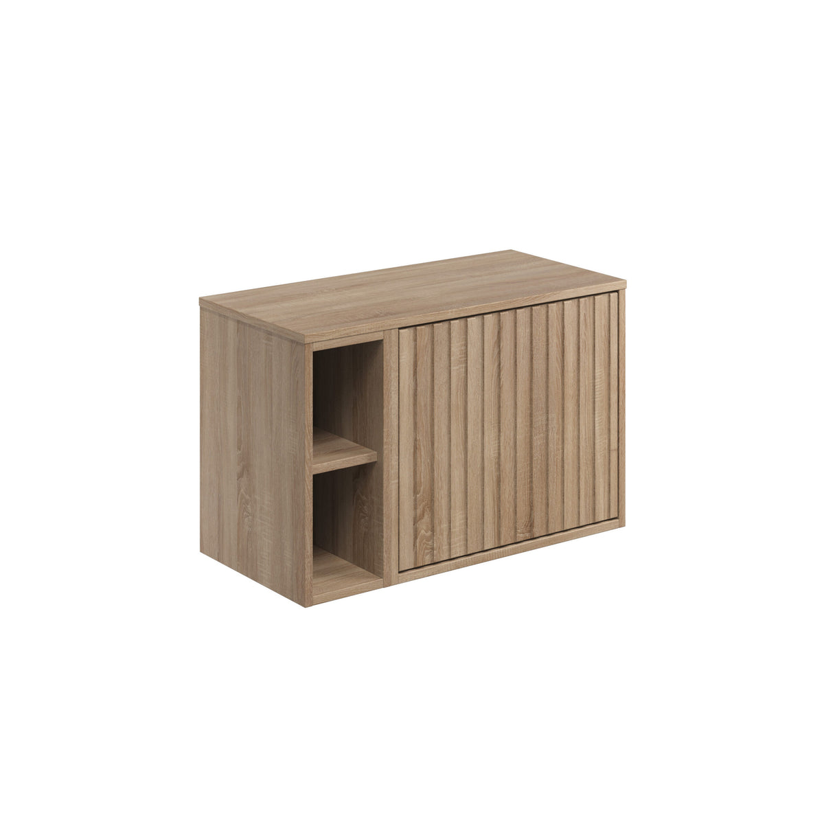 Scudo Alfie 1400mm Wall Hung Vanity Unit With Open Storage, Worktop & 2 Basins