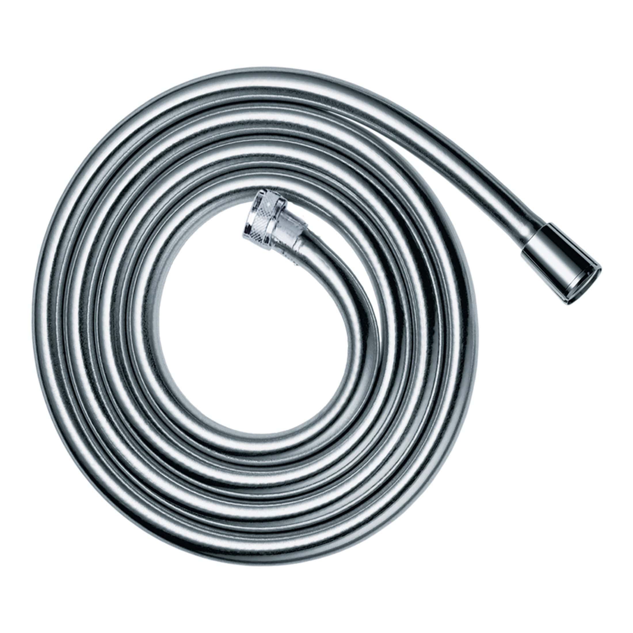 Flexible chrome shower hose for bathroom installation, high-quality plumbing accessory for modern bathroom fittings. Durable and easy to install.