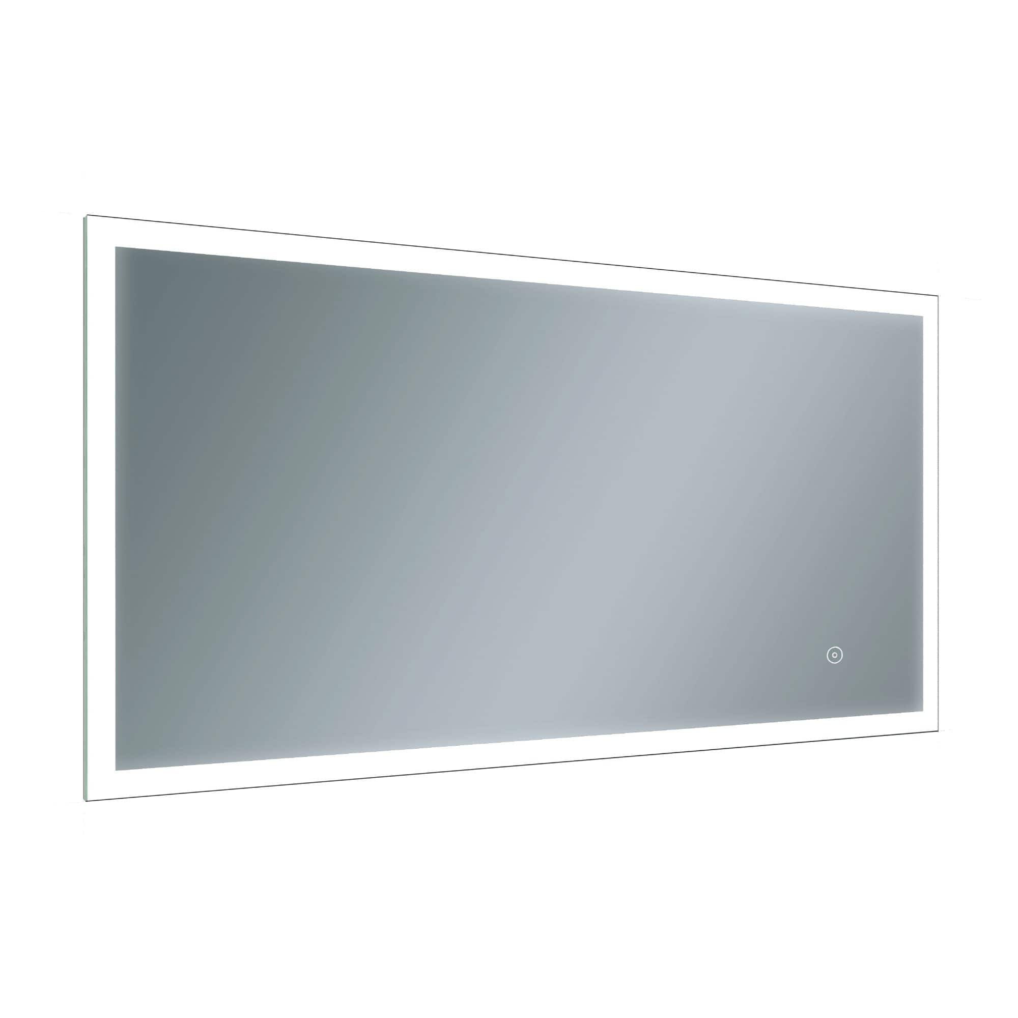 Sleek modern illuminated bathroom mirror with touch sensor, ideal for contemporary bathroom decor and lighting needs. Designed for style and functionality in modern bathrooms.