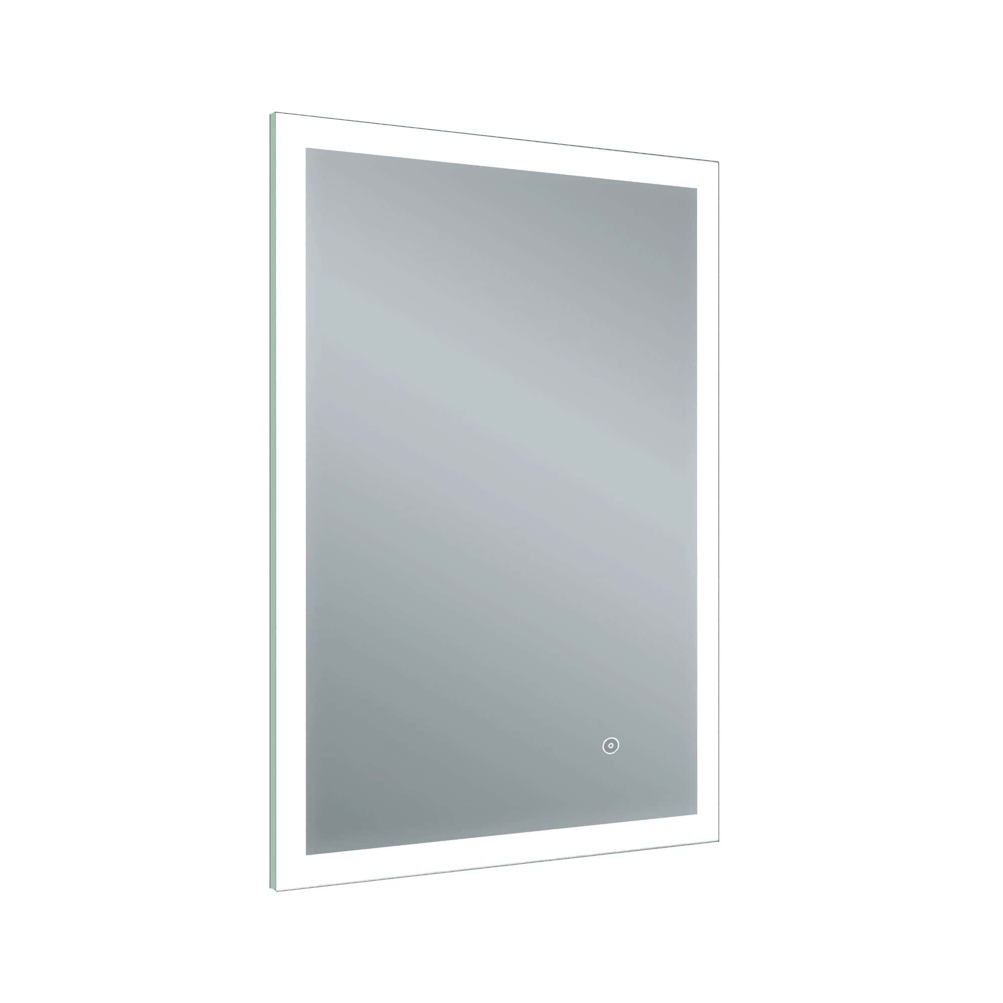 Sleek modern bathroom mirror with integrated touch-activated LED lighting, perfect for contemporary bathrooms, offering stylish functionality and excellent illumination.