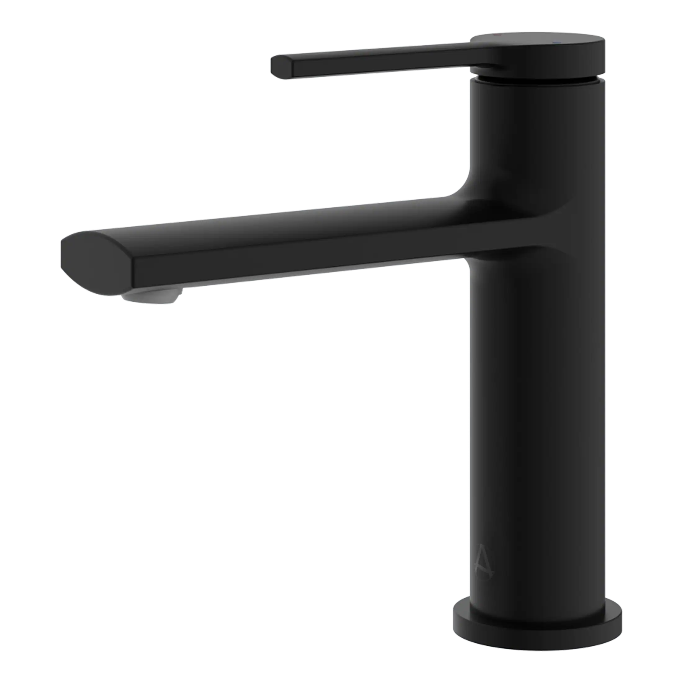Sleek black modern bathroom faucet with minimalist design, suitable for stylish kitchens and bathrooms, featuring a single lever for easy water control.