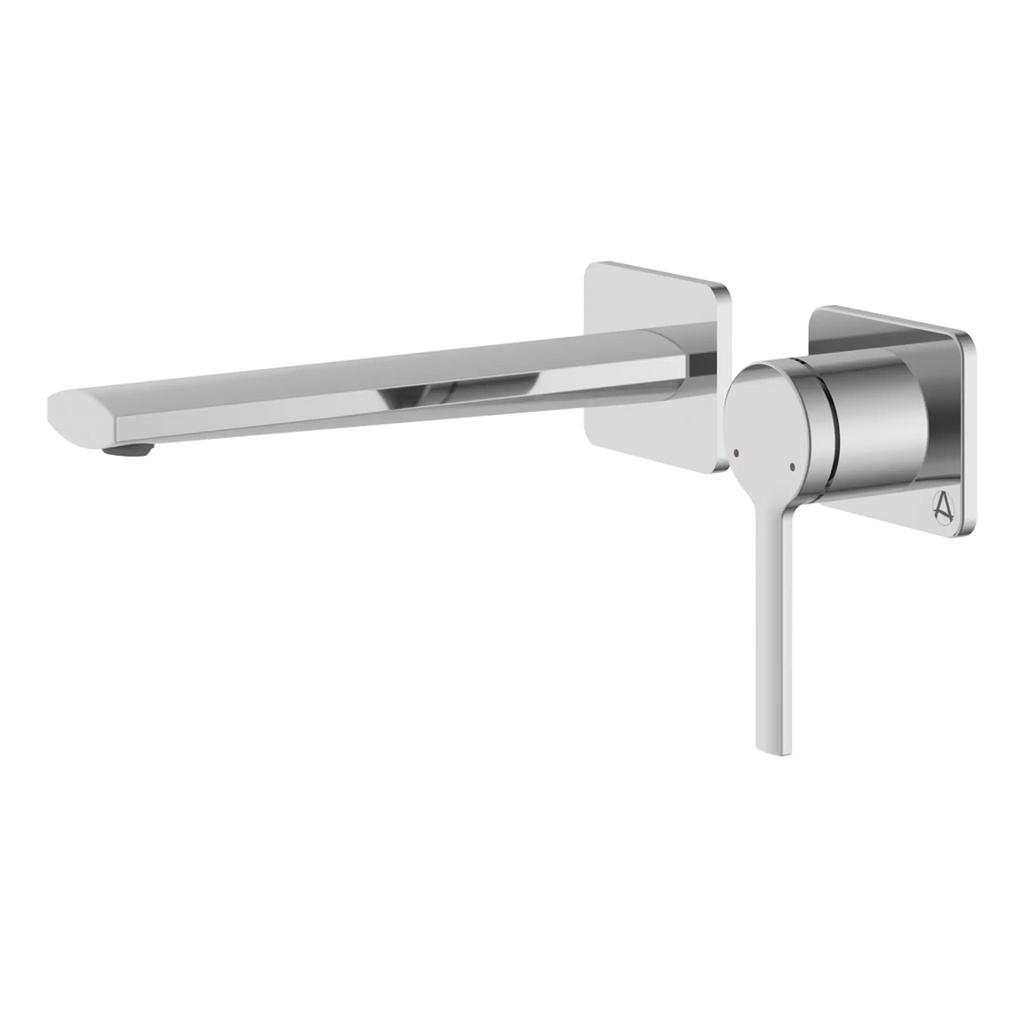 Sleek modern bathroom faucet in polished chrome with minimalist design, ideal for contemporary bathroom sink installations. Perfect for enhancing the aesthetic of stylish, high-end bathrooms.