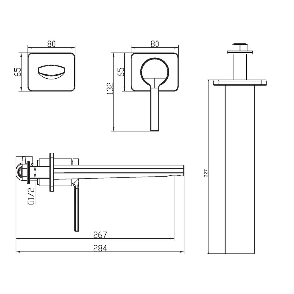 Precision technical drawing of Bubly bathroom fixtures with measurements for plumbing installation and design. Suitable for architects, builders, and bathroom remodel projects.