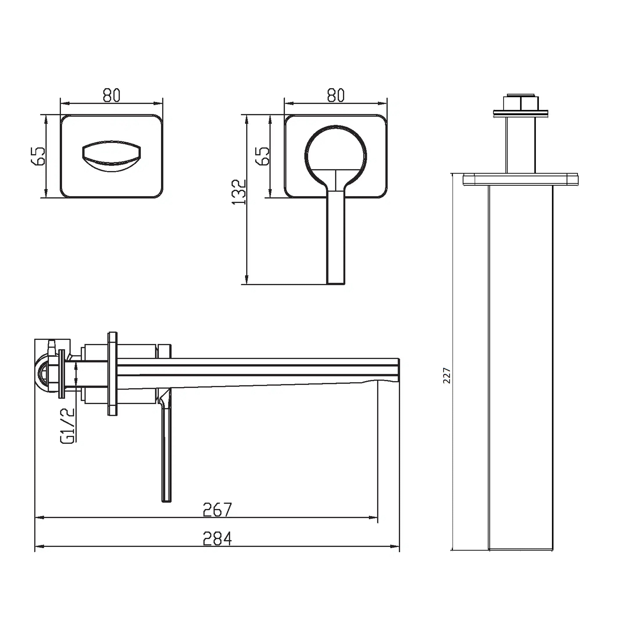 Precision technical drawing of Bubly bathroom fixtures with measurements for plumbing installation and design. Suitable for architects, builders, and bathroom remodel projects.