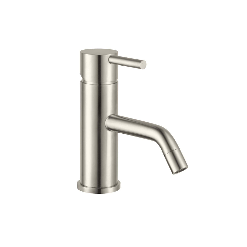 Sleek stainless steel bathroom tap with modern minimalist design, perfect for contemporary washbasins and sinks, offering durability and style.