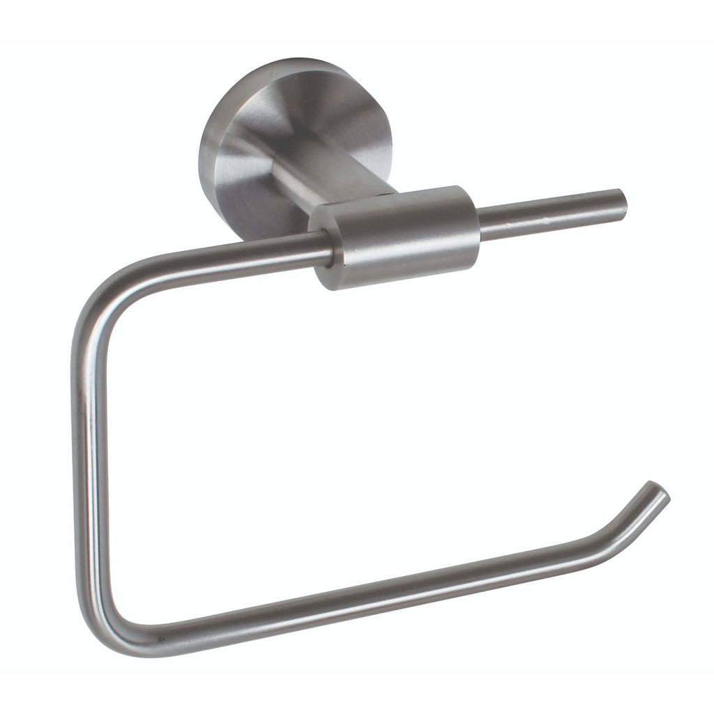 Sleek stainless steel toilet paper holder with modern design, wall-mounted for bathrooms, durable and rust-resistant. Perfect for contemporary bathroom decor and functional bathroom accessories.