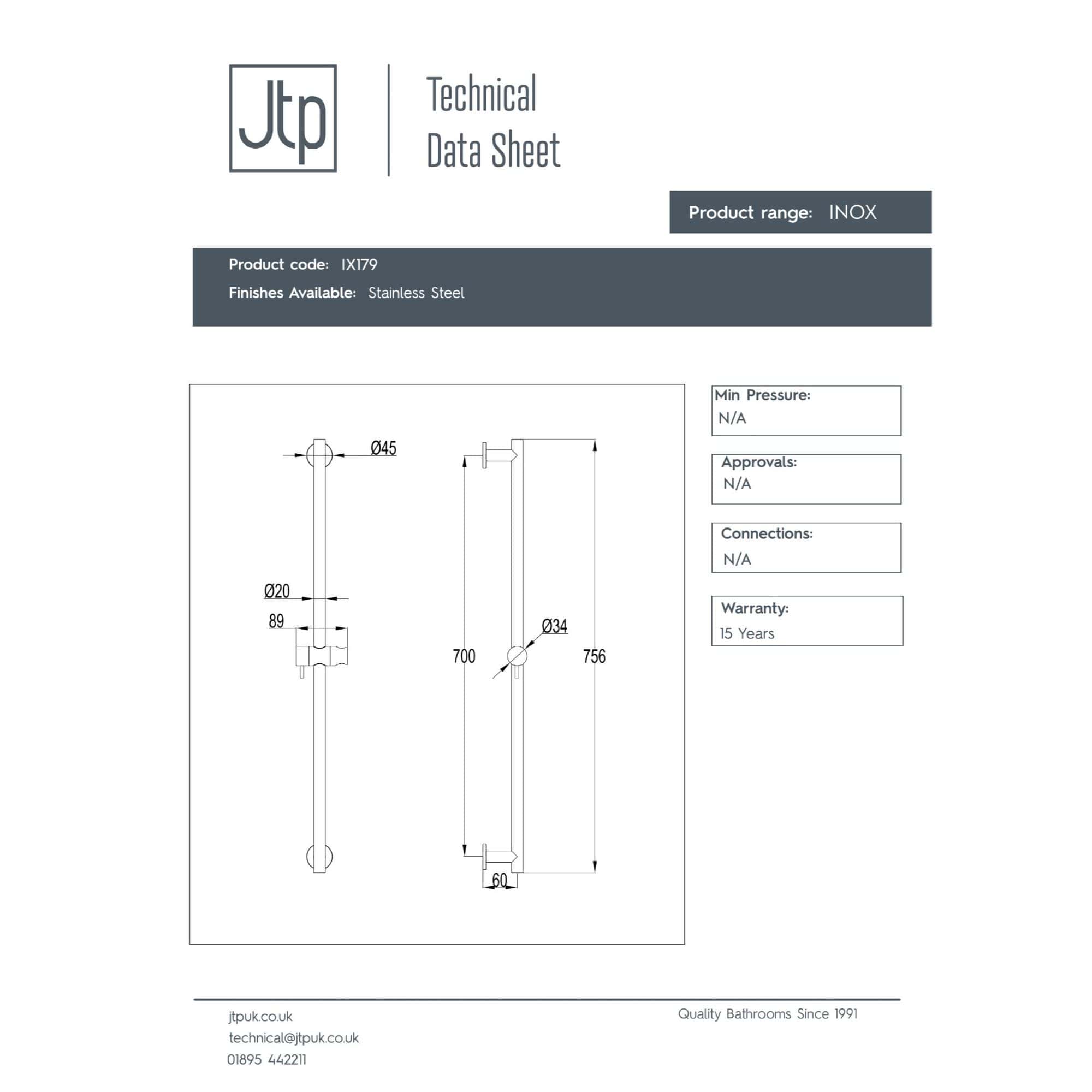 Modern stainless steel Bubly bathroom shower slide with adjustable height, sleek design, and durable finish. Perfect for contemporary bathroom renovations and modern shower setups.