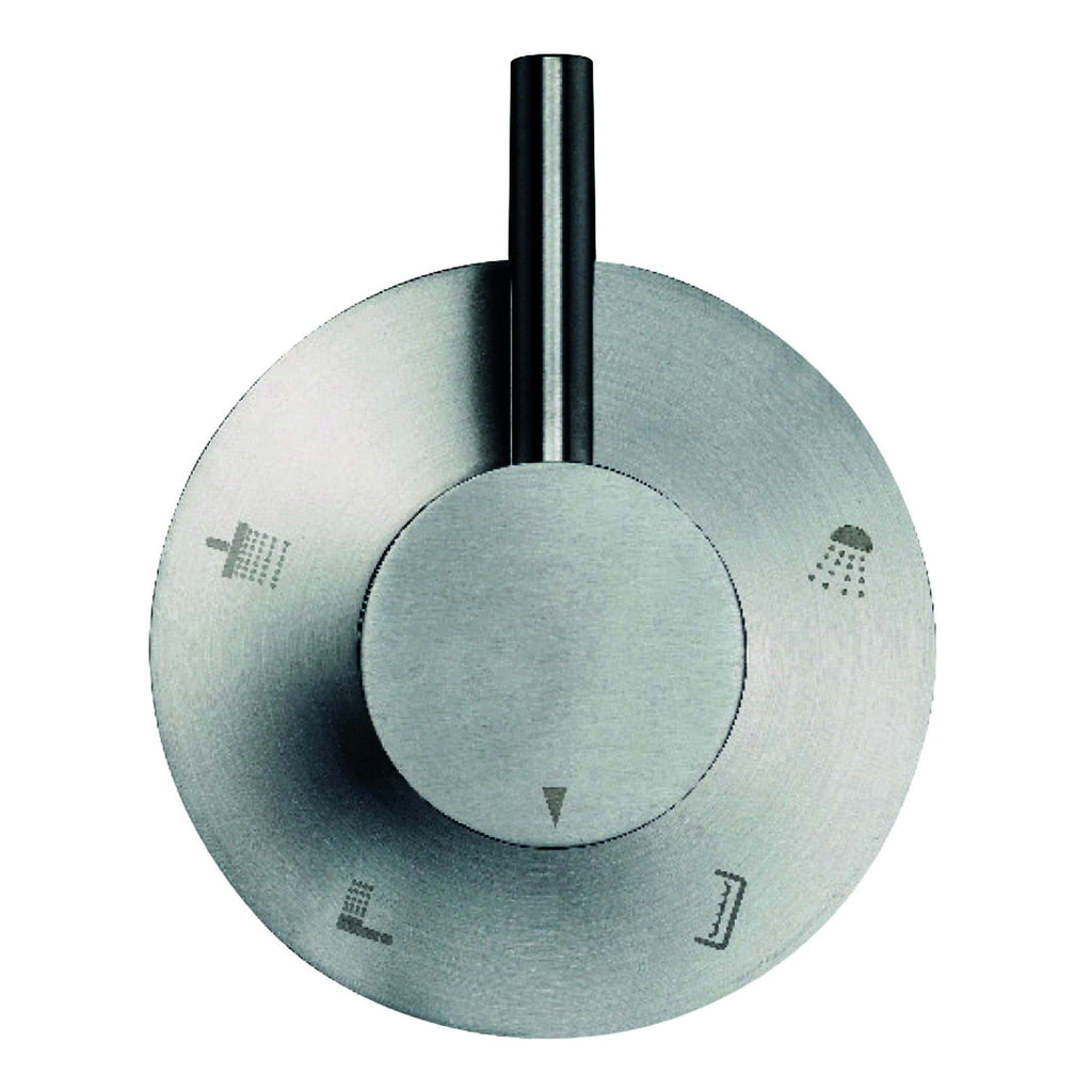 Sleek silver thermostatic shower control with multiple spray icons for precise temperature regulation and shower settings. Ideal for modern bathroom renovations and luxury shower experiences.