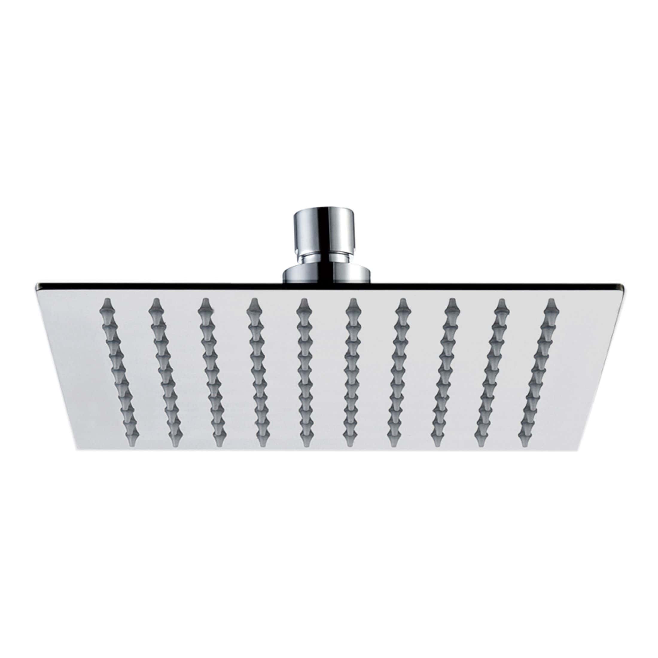 Modern chrome square rain shower head with adjustable spray nozzles for luxurious bathroom rain shower experience.