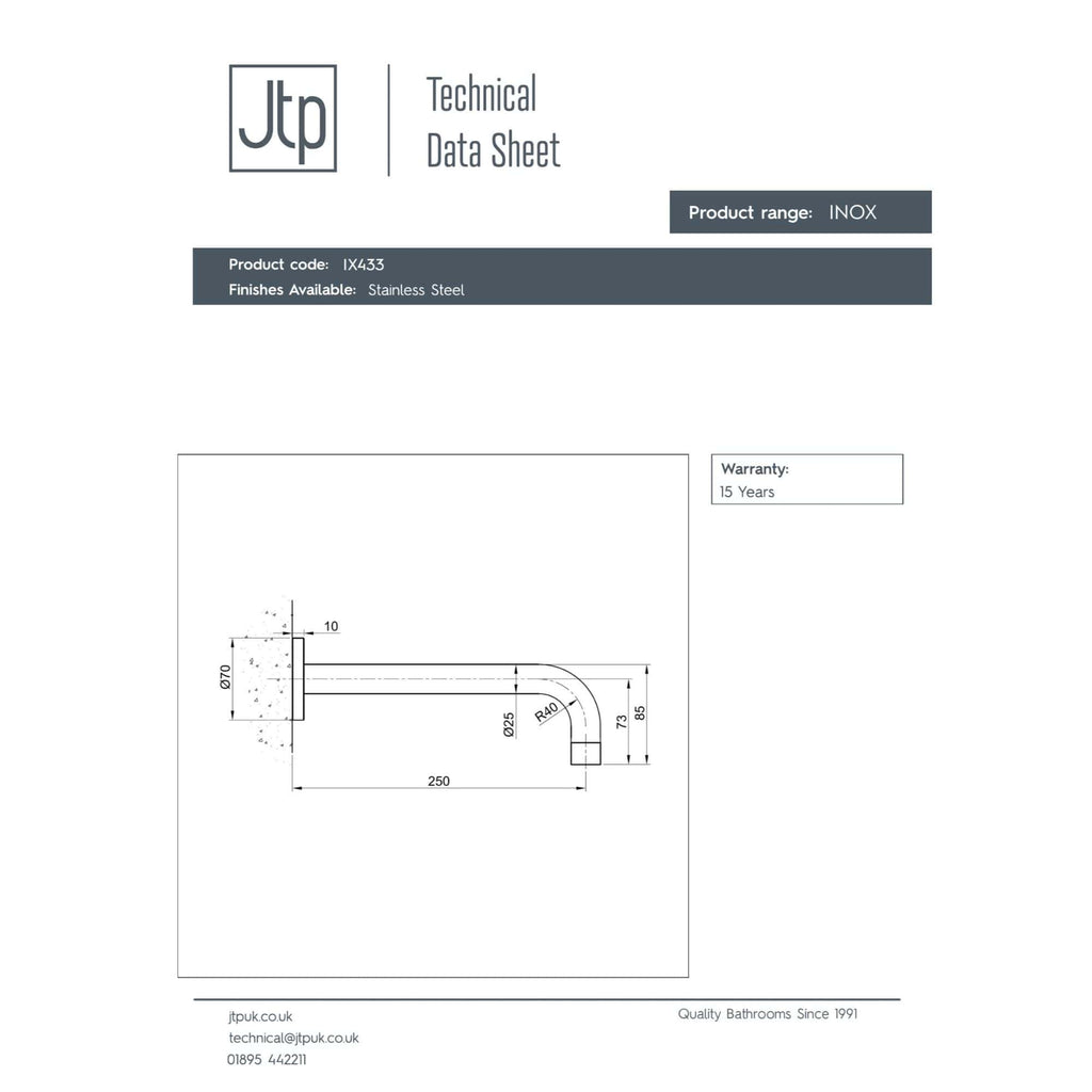 Stainless steel bubly bathroom tap spout with precise technical drawing and dimensions. Ideal for modern bathroom installations, showcasing durable materials and sleek design.