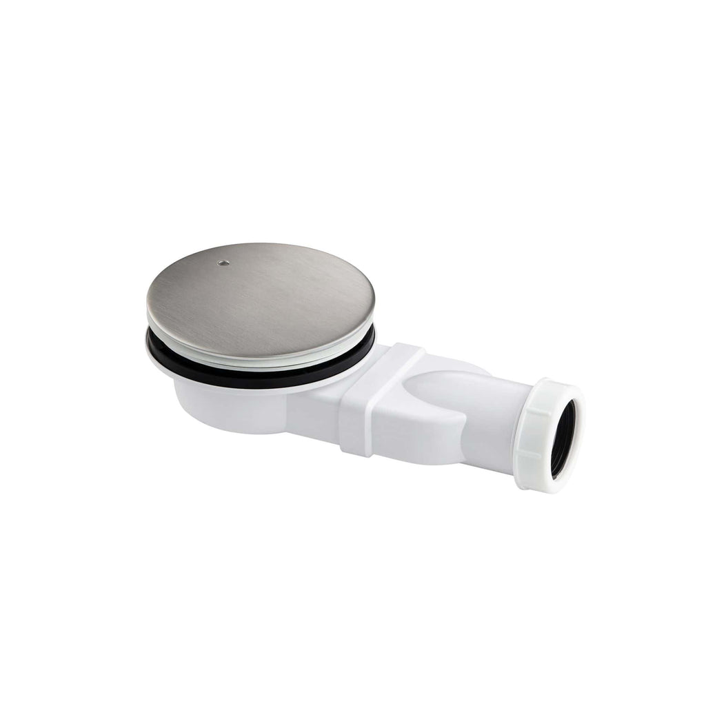 Drain cover and pipe fitting for bathroom drainage systems, made of durable plastic and stainless steel. Ideal for plumbing and bathroom renovation projects.