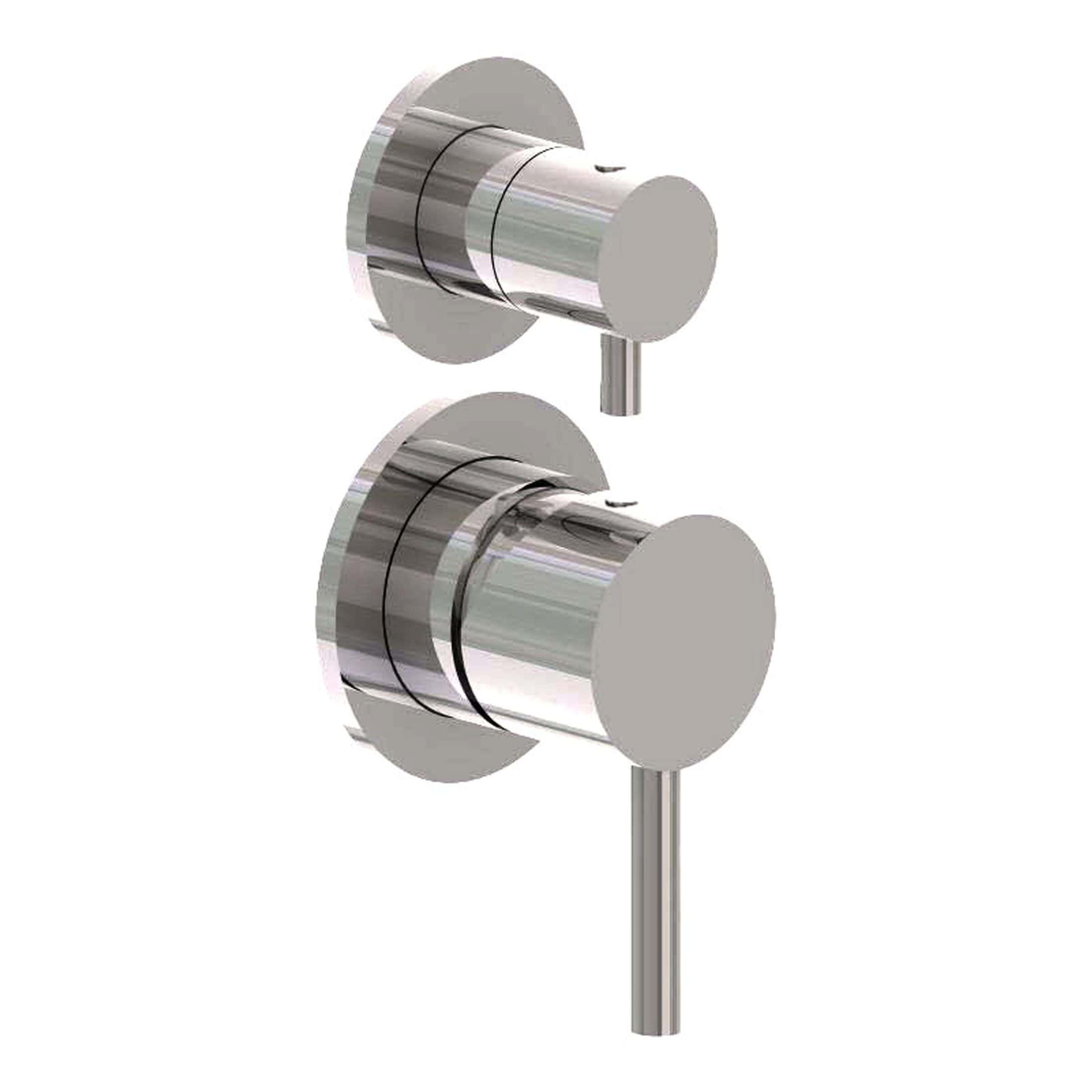 Sleek modern chrome wall-mounted shower valve set with dual controls and minimalist design for contemporary bathrooms, ensuring precise temperature regulation and stylish fixtures.