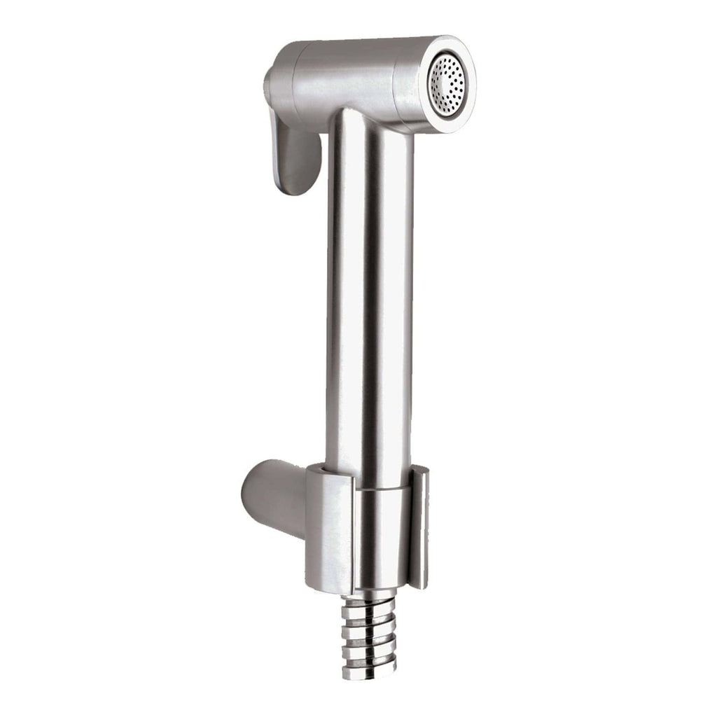 Sleek stainless steel bidet spray for modern bathrooms, ideal for hygiene and cleaning, with durable construction and easy installation from Bubly Bathrooms UK.