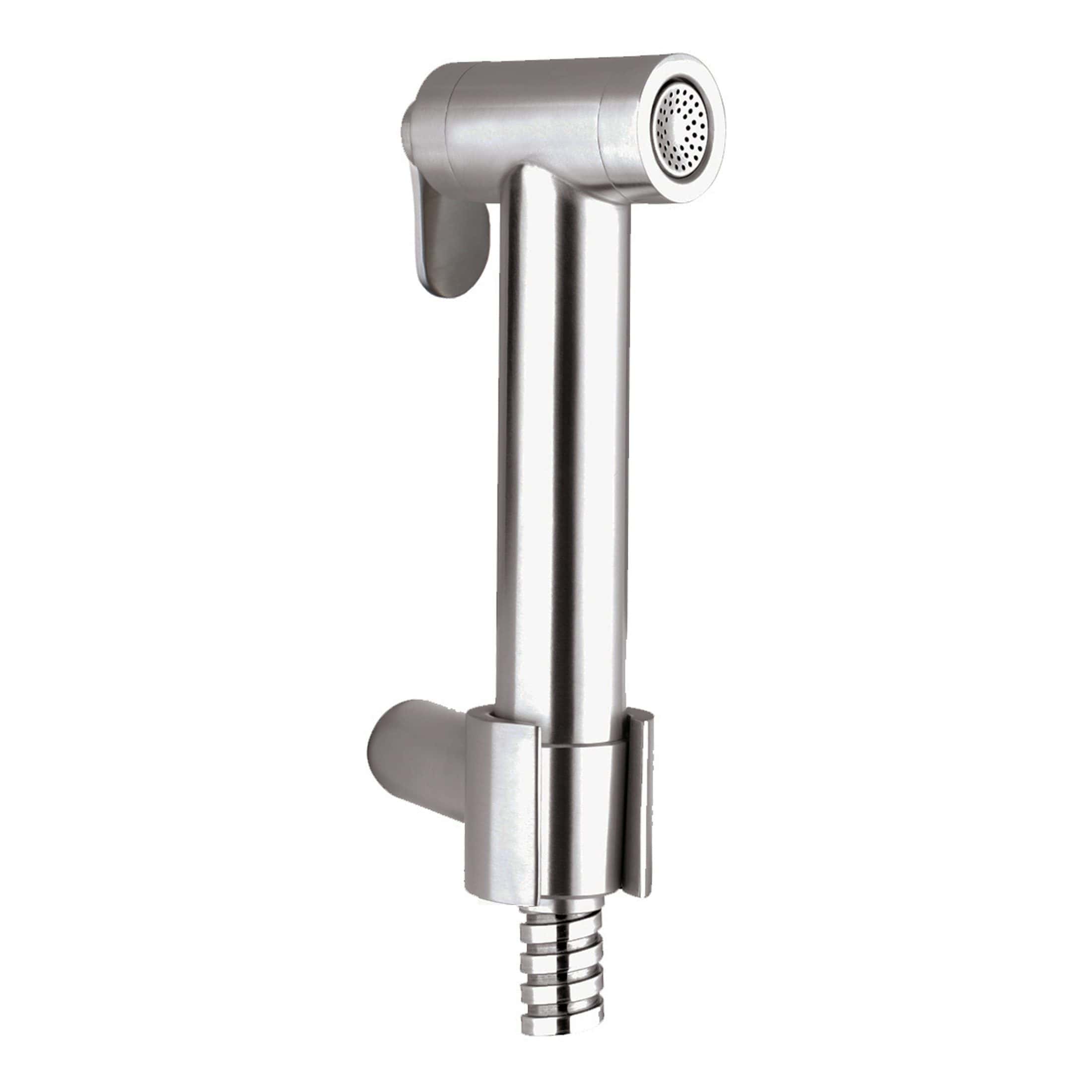 Sleek stainless steel bidet spray for modern bathrooms, ideal for hygiene and cleaning, with durable construction and easy installation from Bubly Bathrooms UK.