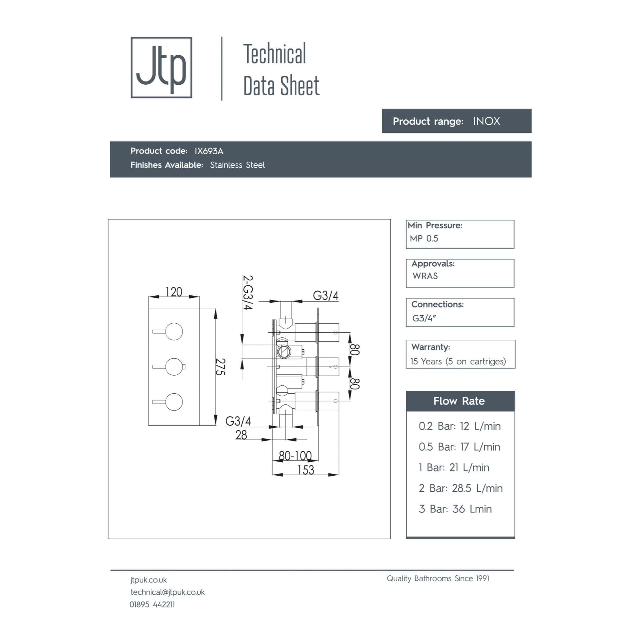 A sleek stainless steel bathroom mixer tap with technical specifications and dimensions for modern bathroom installations. Designed for durability and style.