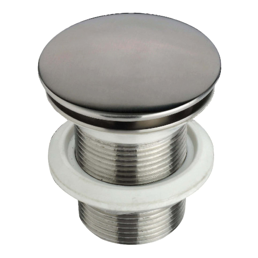 Polished chrome sink pop-up waste with adjustable white rubber sealing ring, ideal for modern bathroom sinks and basin drainage.