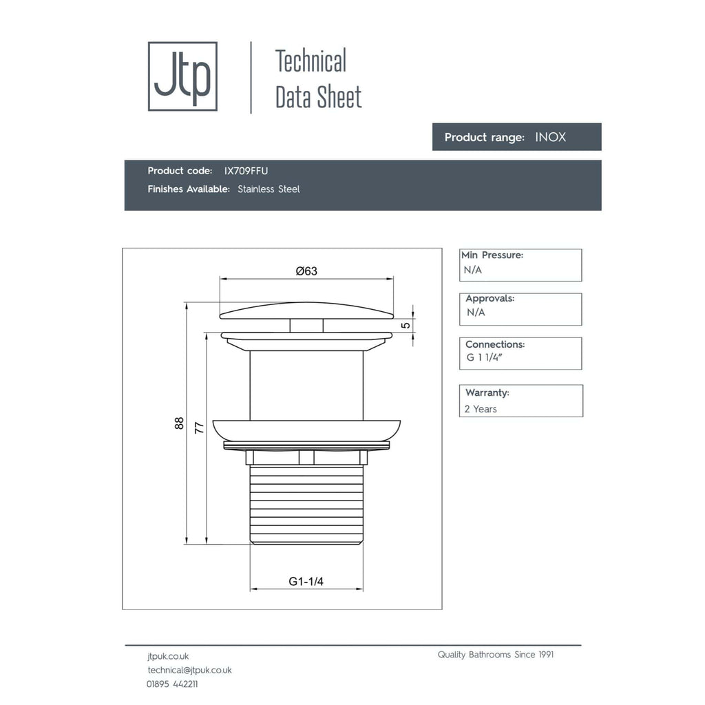 Flexible stainless steel bathroom drain, G 1¼" connection, ideal for modern bathroom installations. Durable and corrosion-resistant for long-lasting performance.