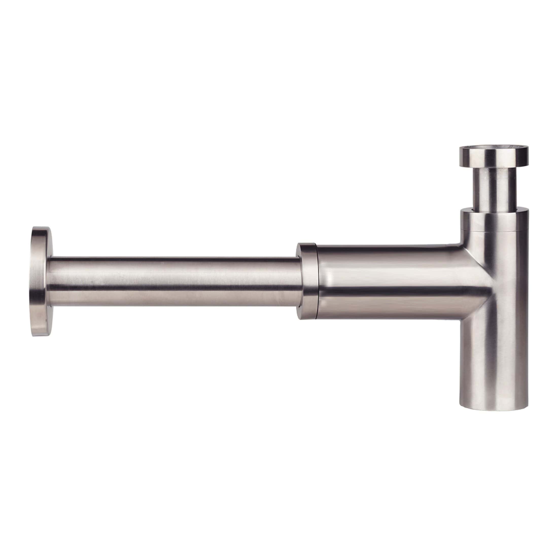 Sleek stainless steel kitchen sink drain pipe with modern design for Bubly Bathrooms. Durable, corrosion-resistant plumbing fixture ideal for contemporary kitchen installations.