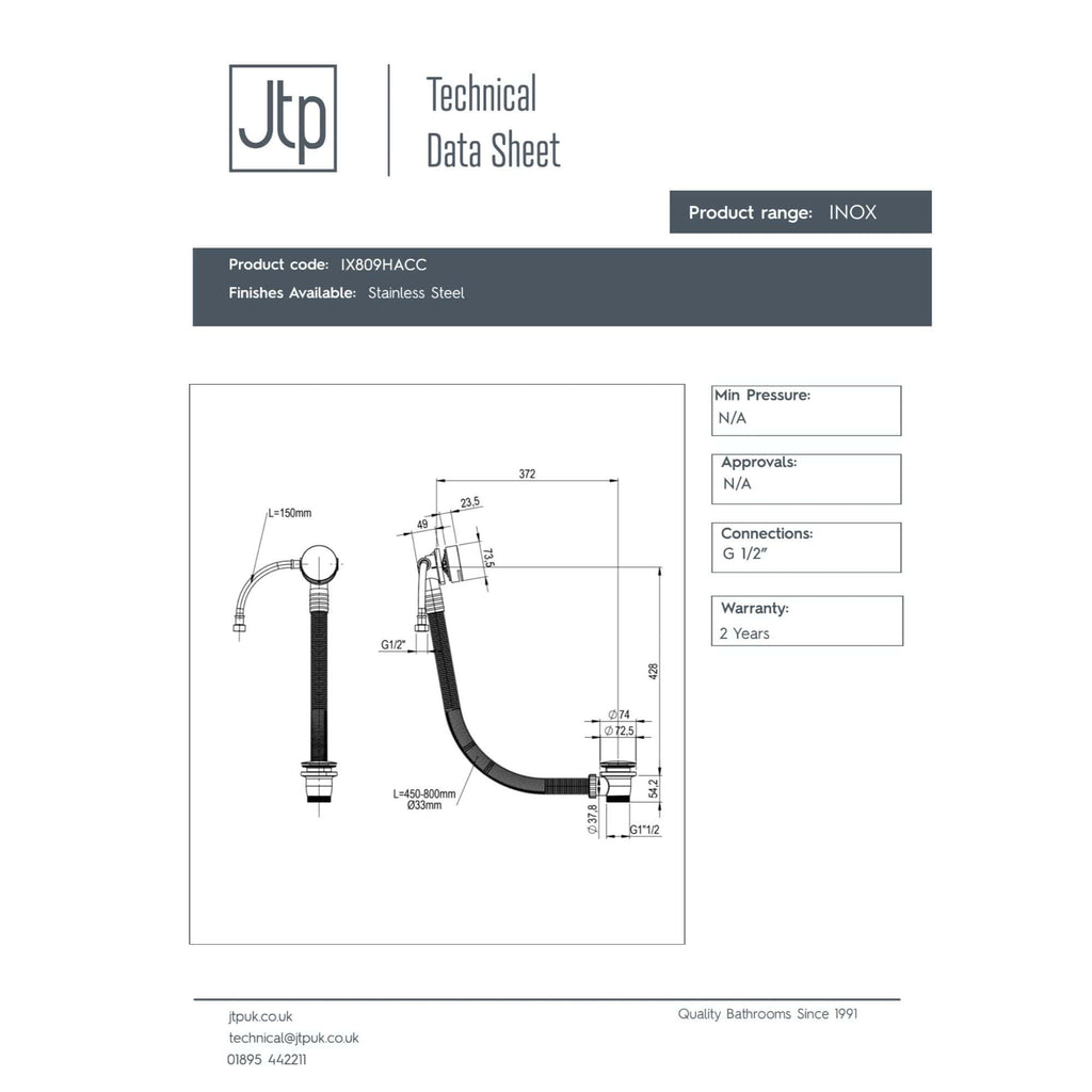 Flexible stainless steel bathroom tap connector with G 1/2" fittings, compatible with various bathroom fixtures, ideal for high-quality plumbing installation, durable design.