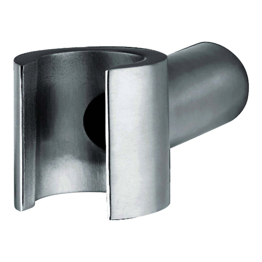 Smooth chrome wall mounting bracket for bathroom accessories with a modern design.
