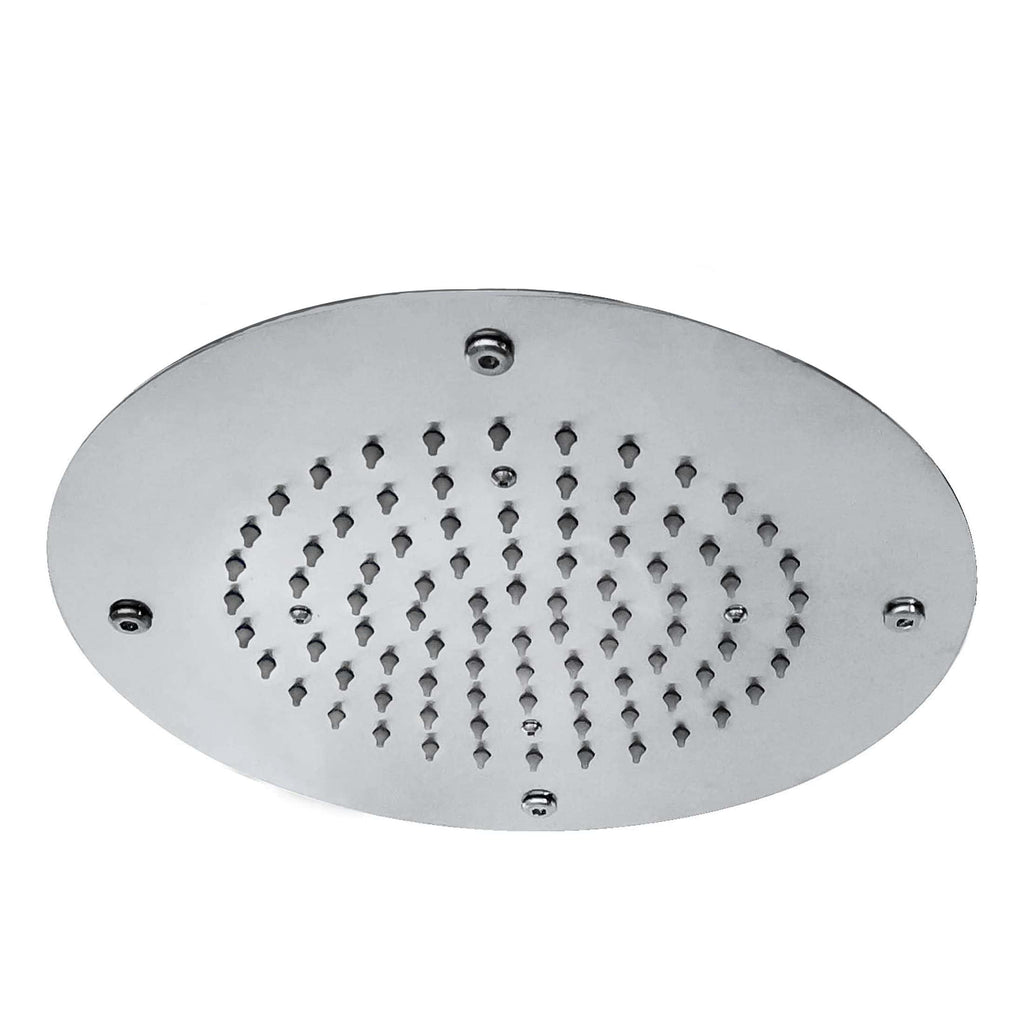 Showerhead with multiple nozzles, chrome finish, modern bathroom accessory for rain shower experience.