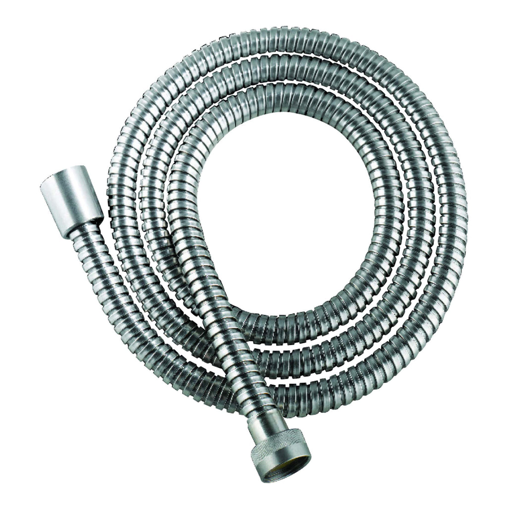 Flexible metal shower hose for bathroom plumbing, durable and corrosion-resistant. Ideal for replacing or upgrading showerheads, ensuring a secure and leak-free connection.