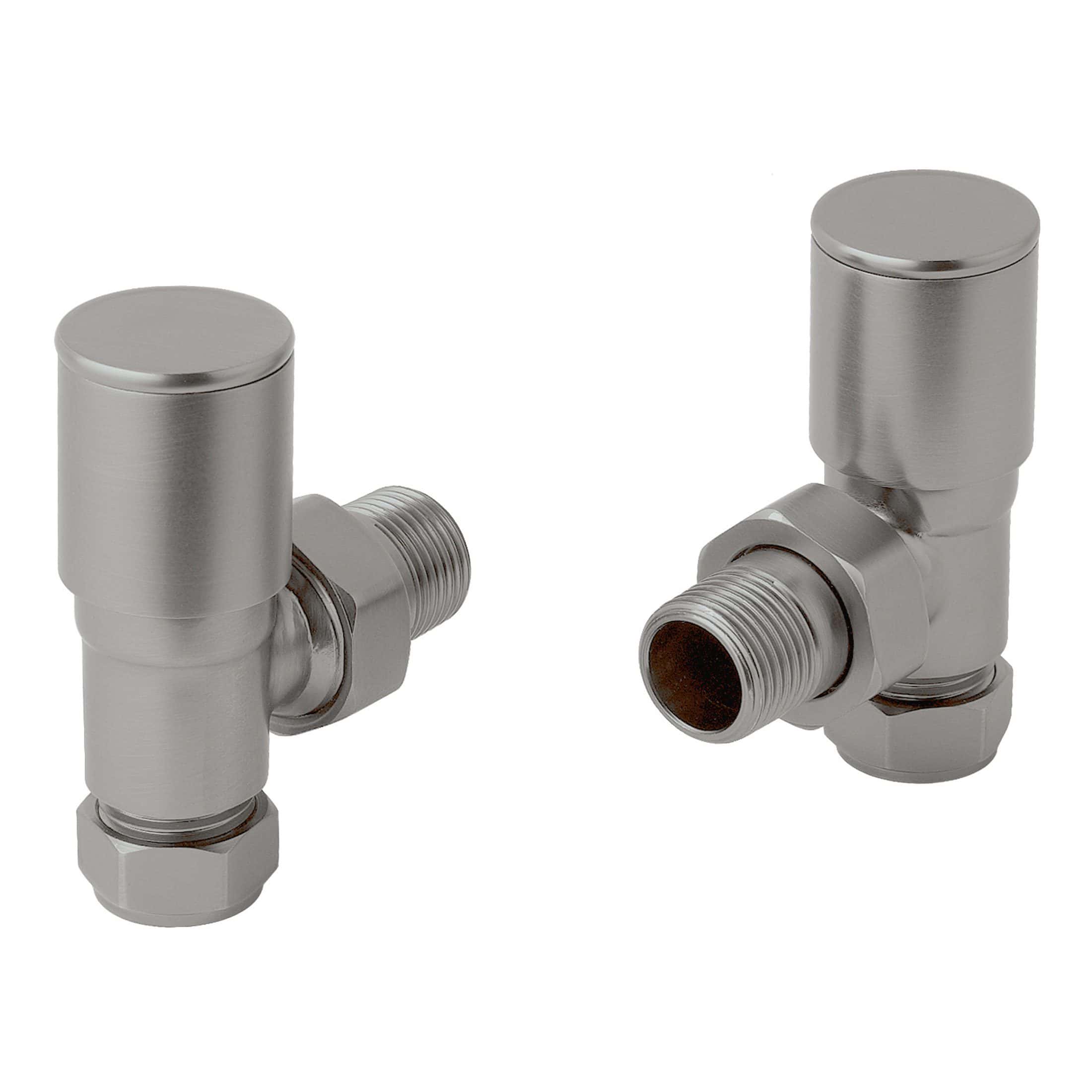 Brass push-fit radiators valves for bathroom heating systems, ideal for easy installation and reliable water control in modern bathroom setups. Durable chrome finish.
