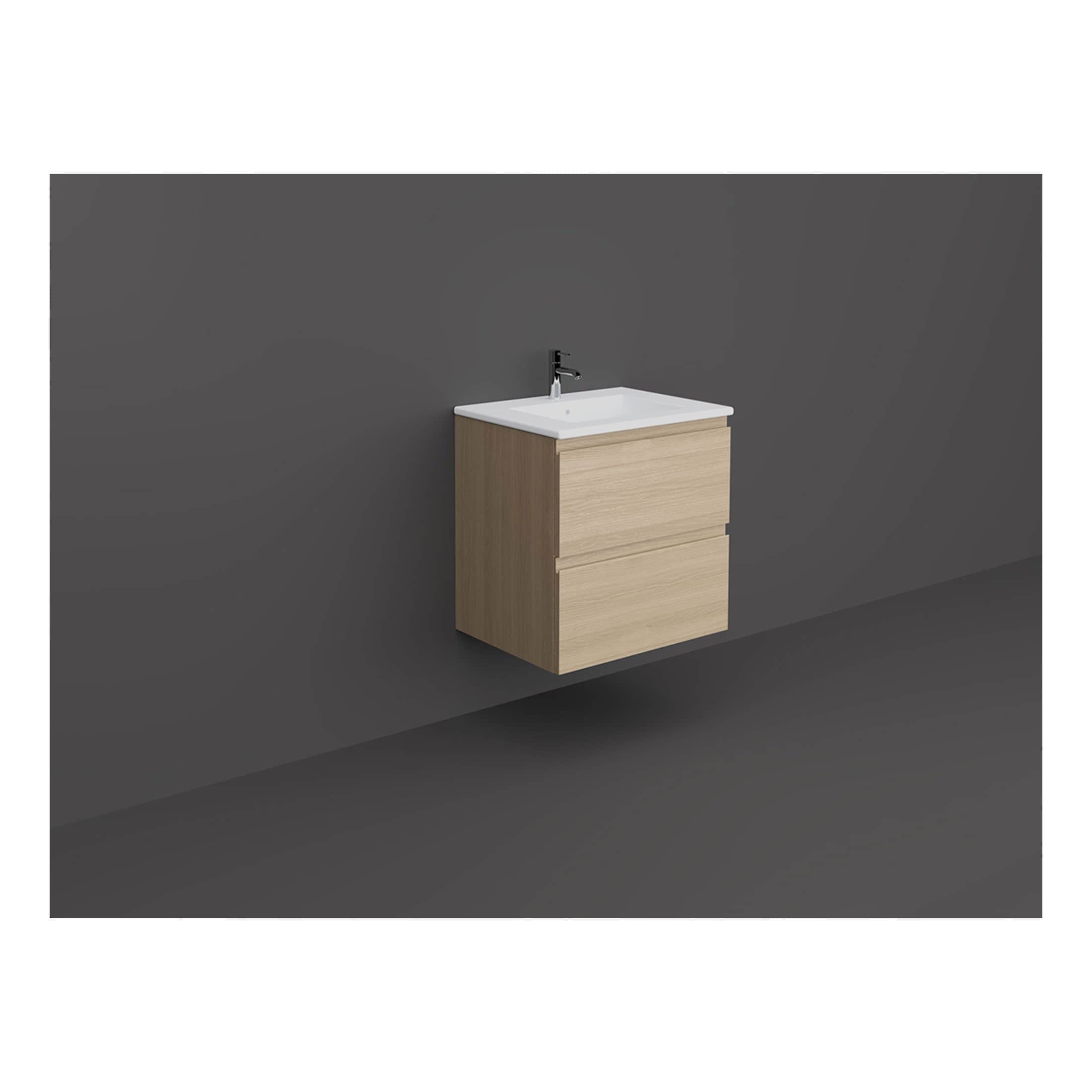 Sleek modern bathroom vanity with a floating wooden cabinet and integrated white sink, perfect for contemporary bathroom design and space-saving storage solutions.
