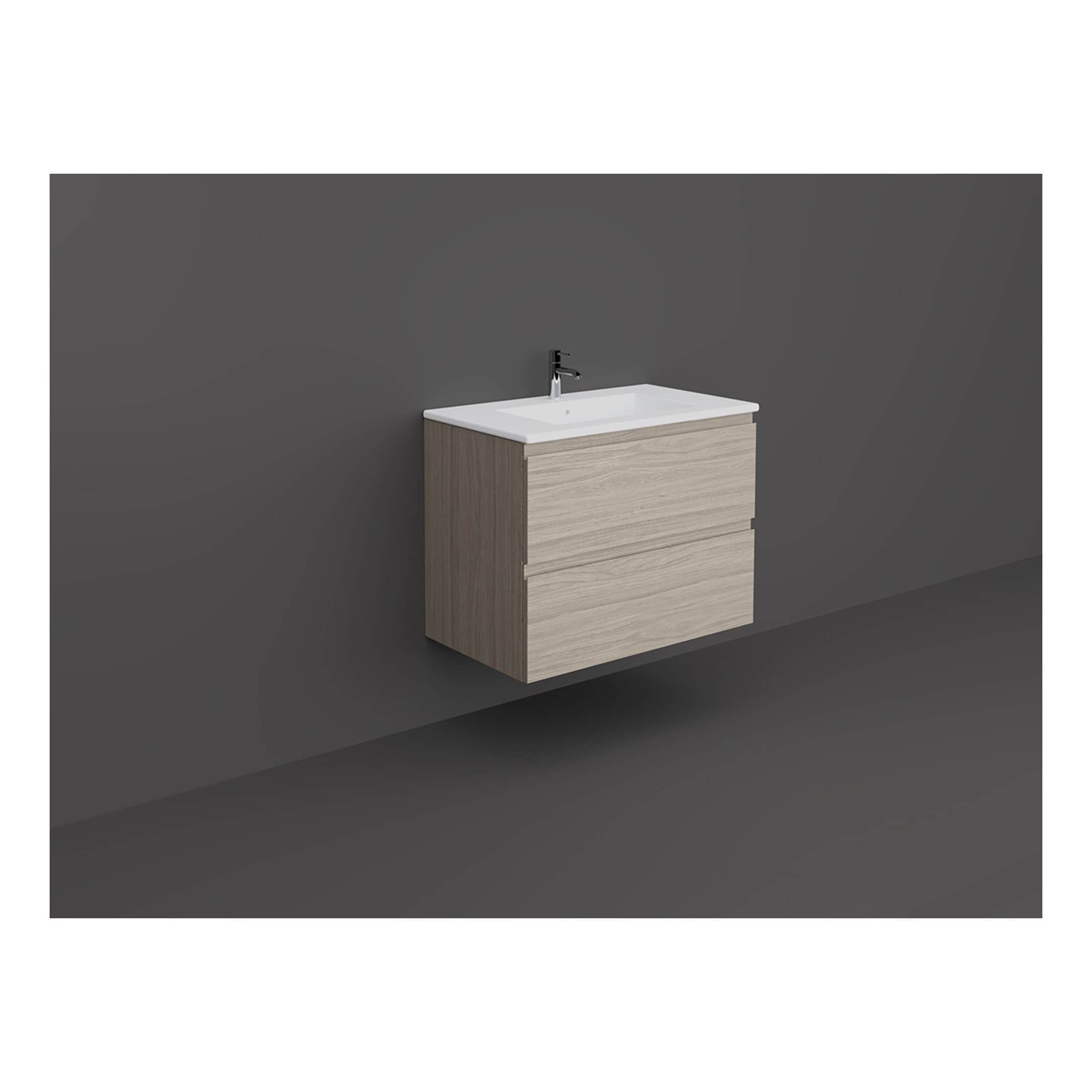 Contemporary bathroom vanity unit with integrated sink, featuring a sleek wood finish and minimalist design, perfect for modern bathrooms. The vanity provides practical storage space and easy-to-clean surfaces.