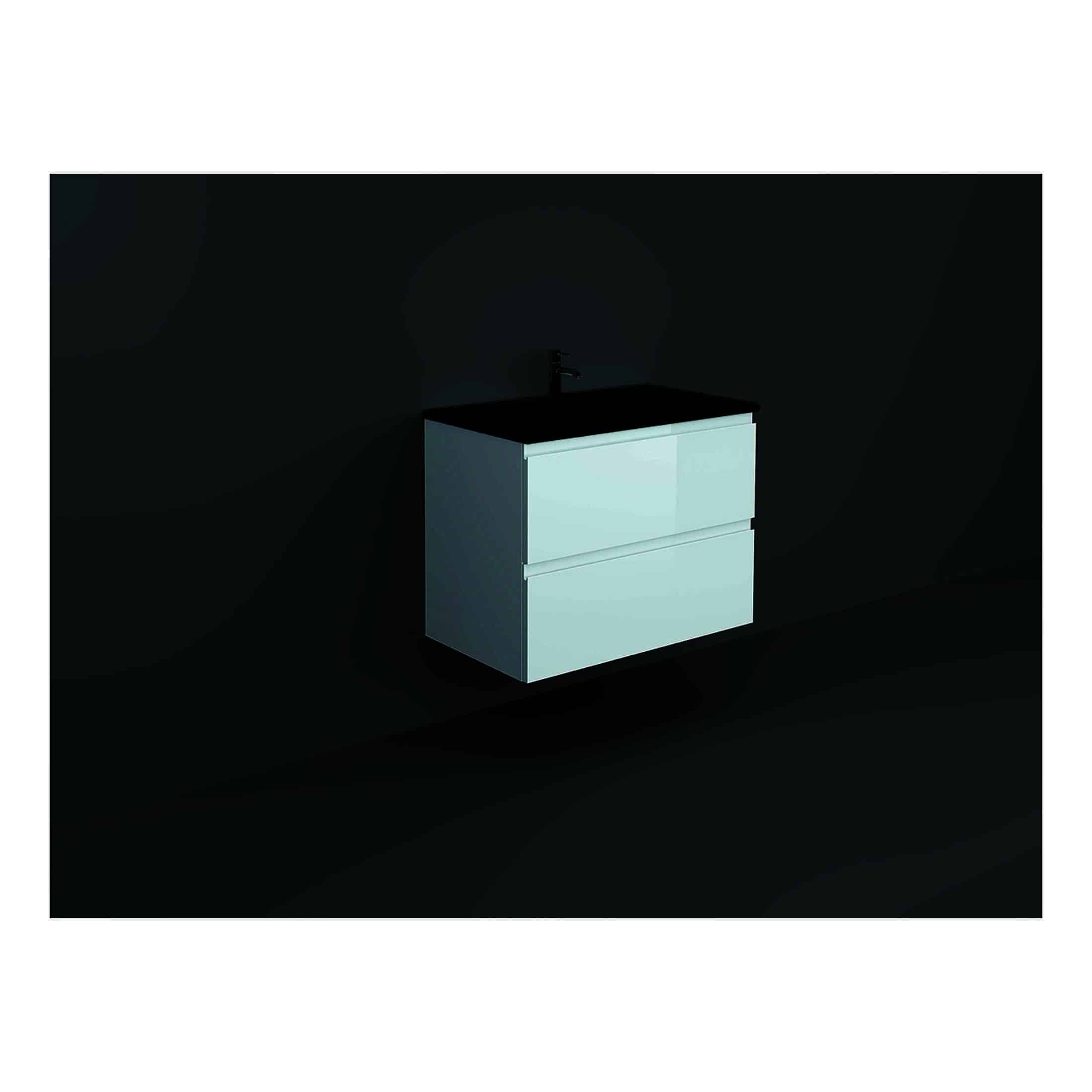 Sleek modern bathroom vanity with integrated sink and minimalist design, ideal for contemporary bathroom interiors.