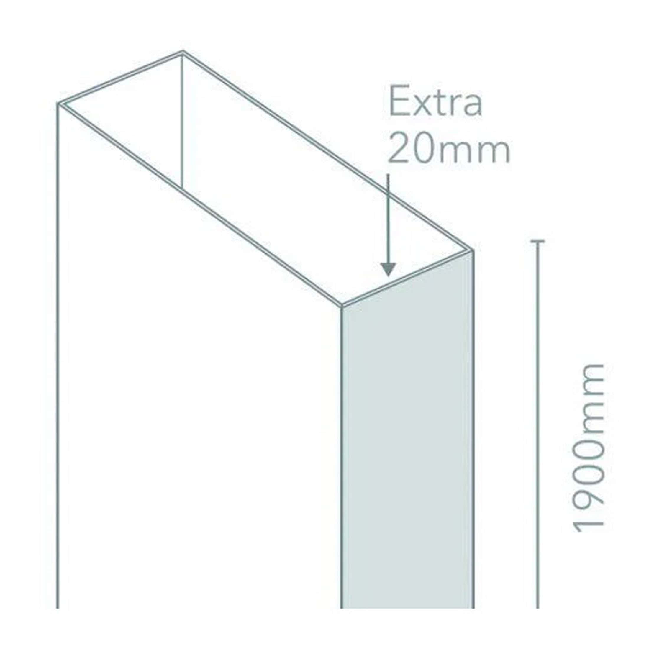Flexible bathroom panel with 20mm extra thickness for a sleek, modern shower enclosure design. Perfect for contemporary bathrooms, offering durability and aesthetic appeal.