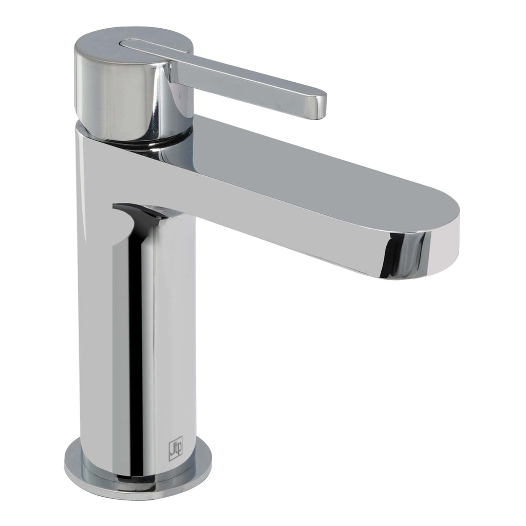 Polished chrome bathroom basin mixer tap, modern single handle, sleek design, ideal for contemporary bathrooms, high-quality fixtures, durable and stylish.