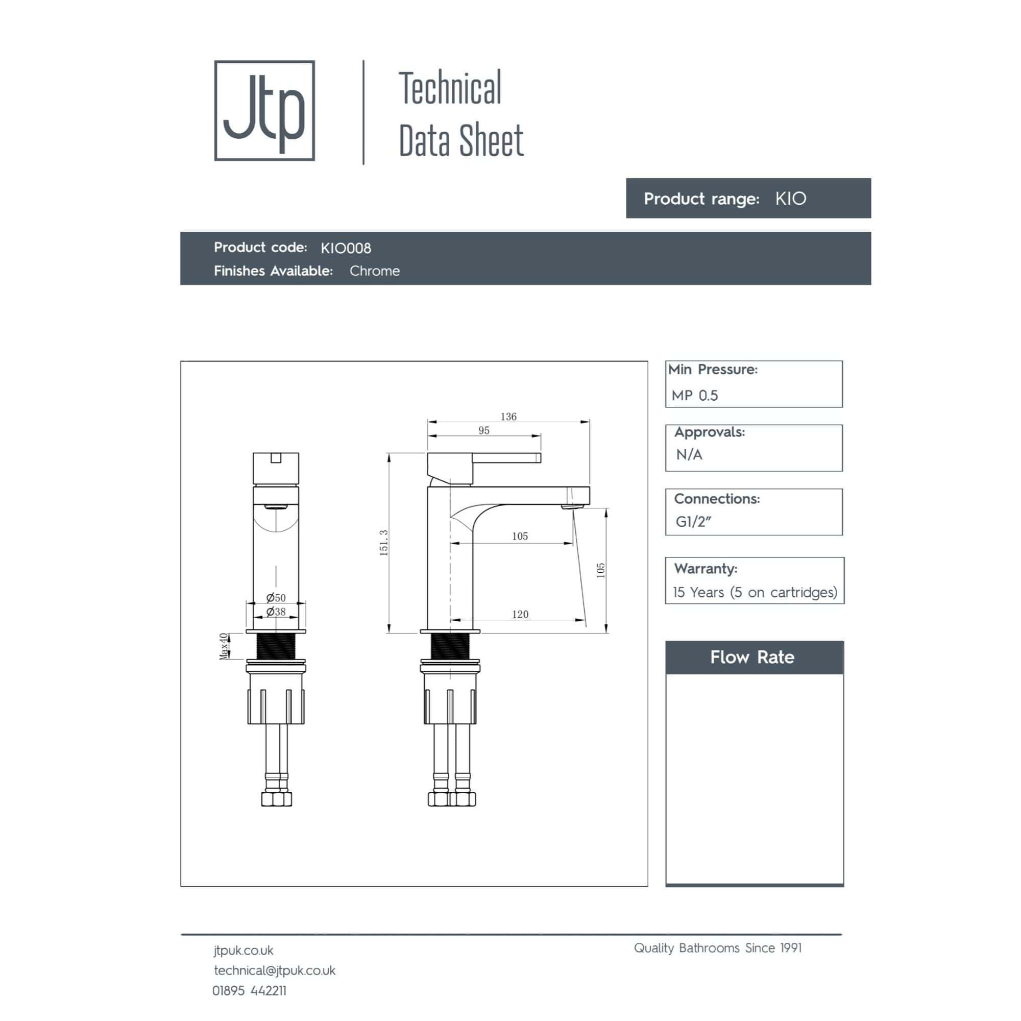 High-quality bathroom faucet with chrome finish, featuring detailed technical specifications and measurements for elegant and reliable bathroom accessories. Suitable for modern bathrooms.