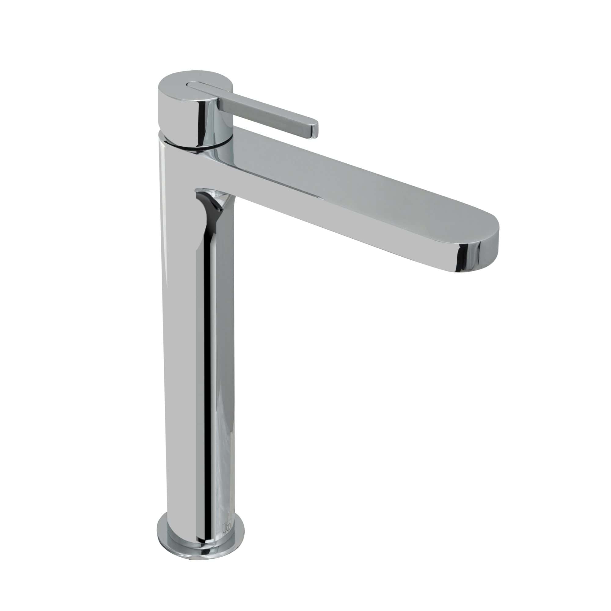 Sleek modern chrome bathroom sink mixer tap with a single lever for easy temperature and flow control. Perfect for contemporary bathroom designs and high-quality plumbing accessories.