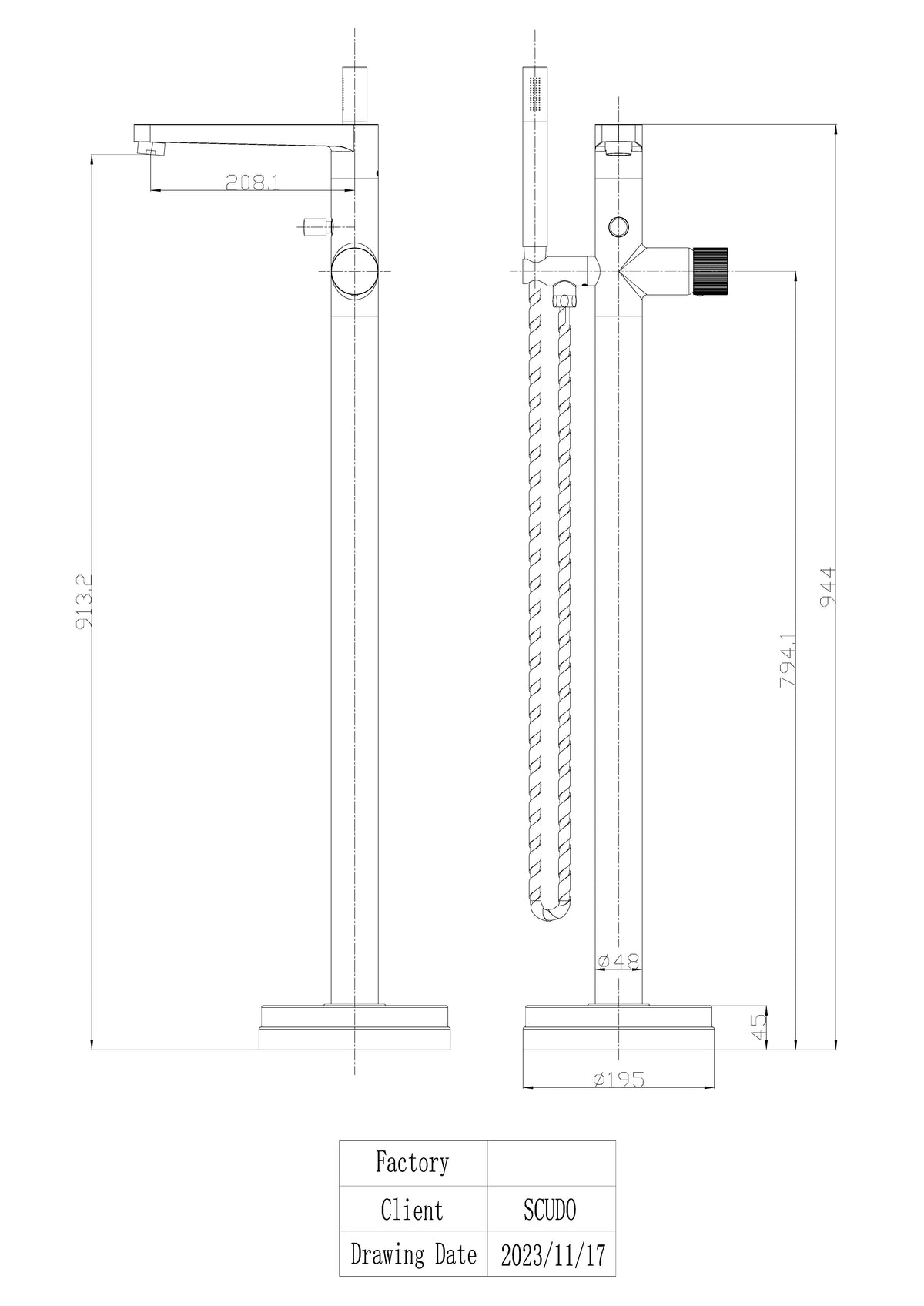 Scudo Koko Freestanding Bath Shower Mixer