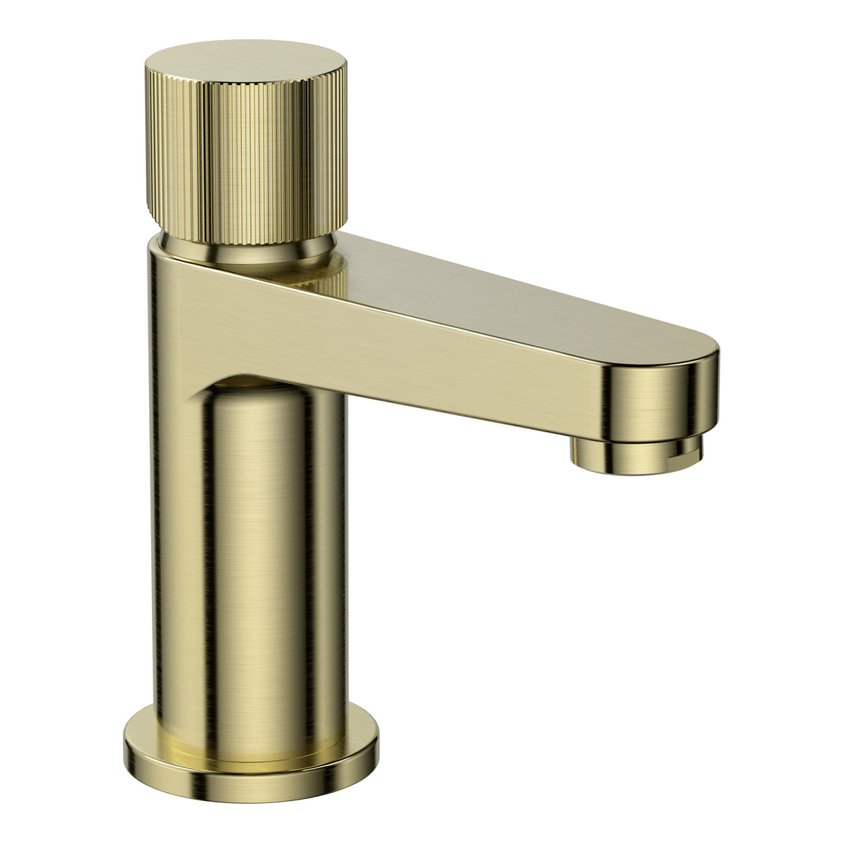 Scudo Koko Cloakroom Mono Basin Mixer Tap Knurled Handle - 4 Finishes, Brushed Brass