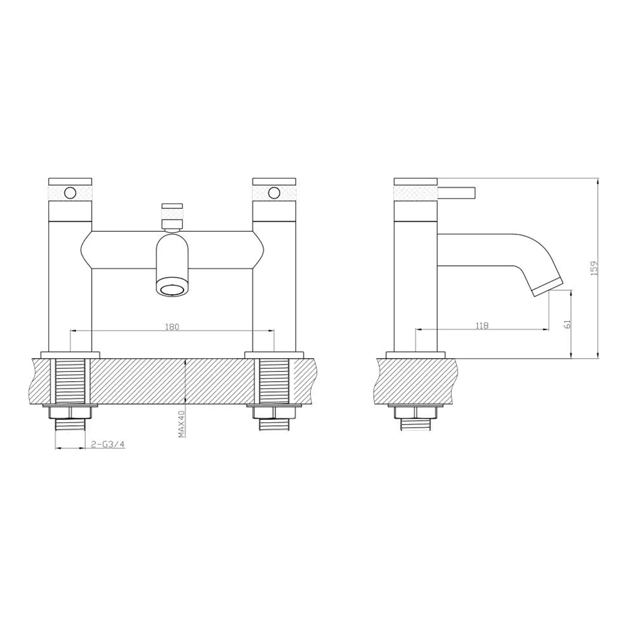 High-quality technical drawing of a modern bathroom sink faucet, featuring precise measurements and dimensions for installation and plumbing design.