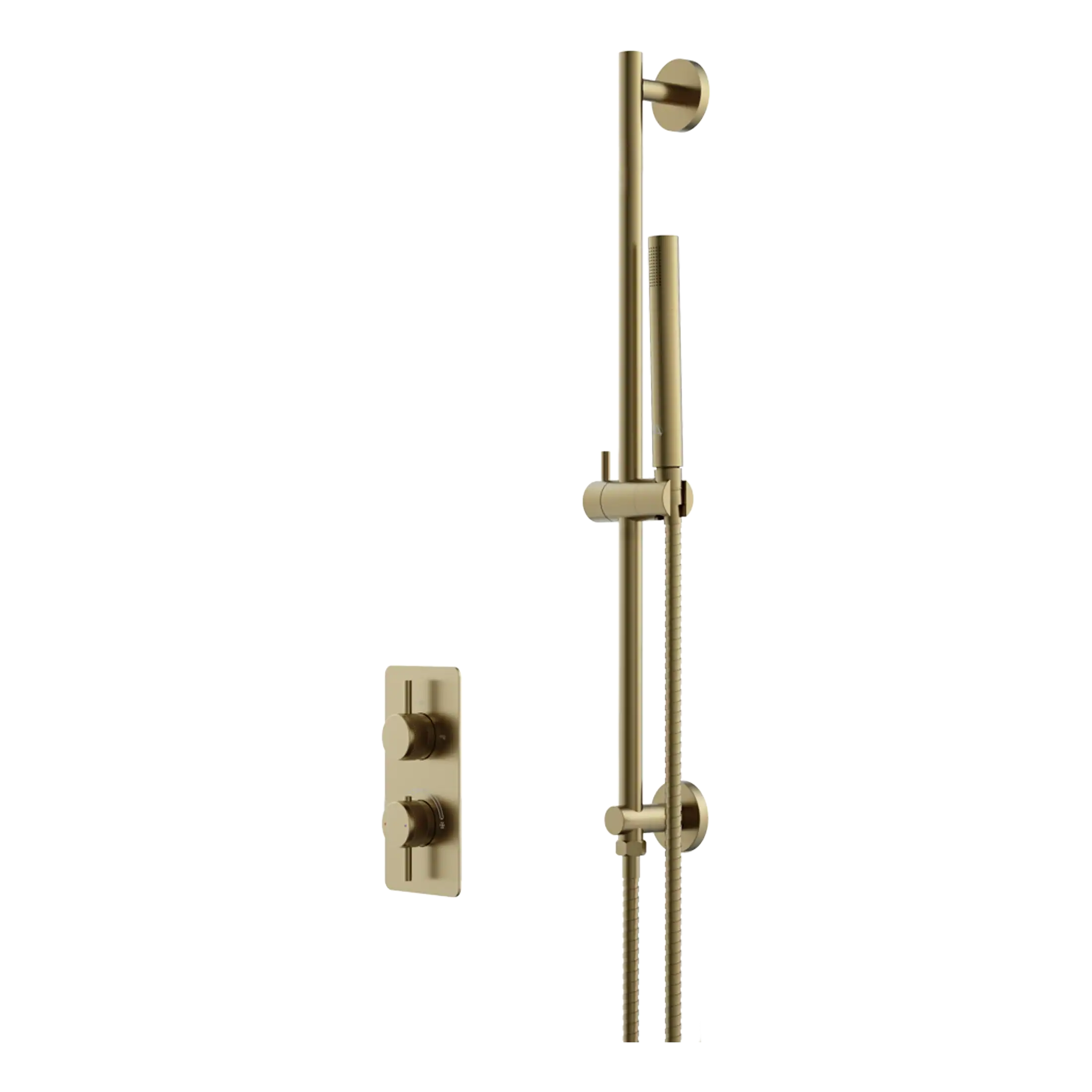 High-quality shower rail and sliding mechanism with modern gold finish, ideal for luxurious Bubly Bathrooms shower installations and bathroom renovation projects.