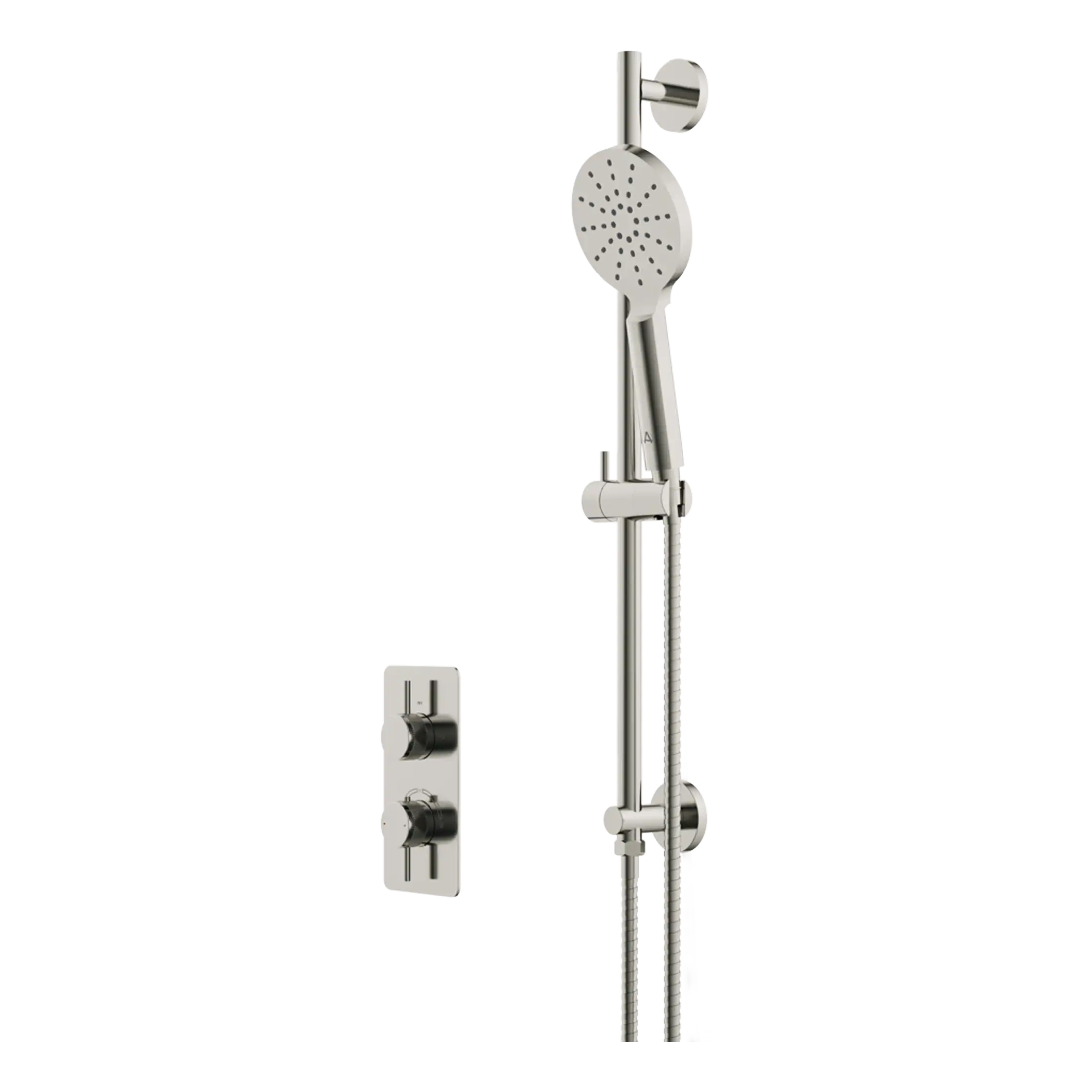 Modern chrome shower panel with adjustable showerhead and ergonomic controls, ideal for luxury bathroom upgrades.