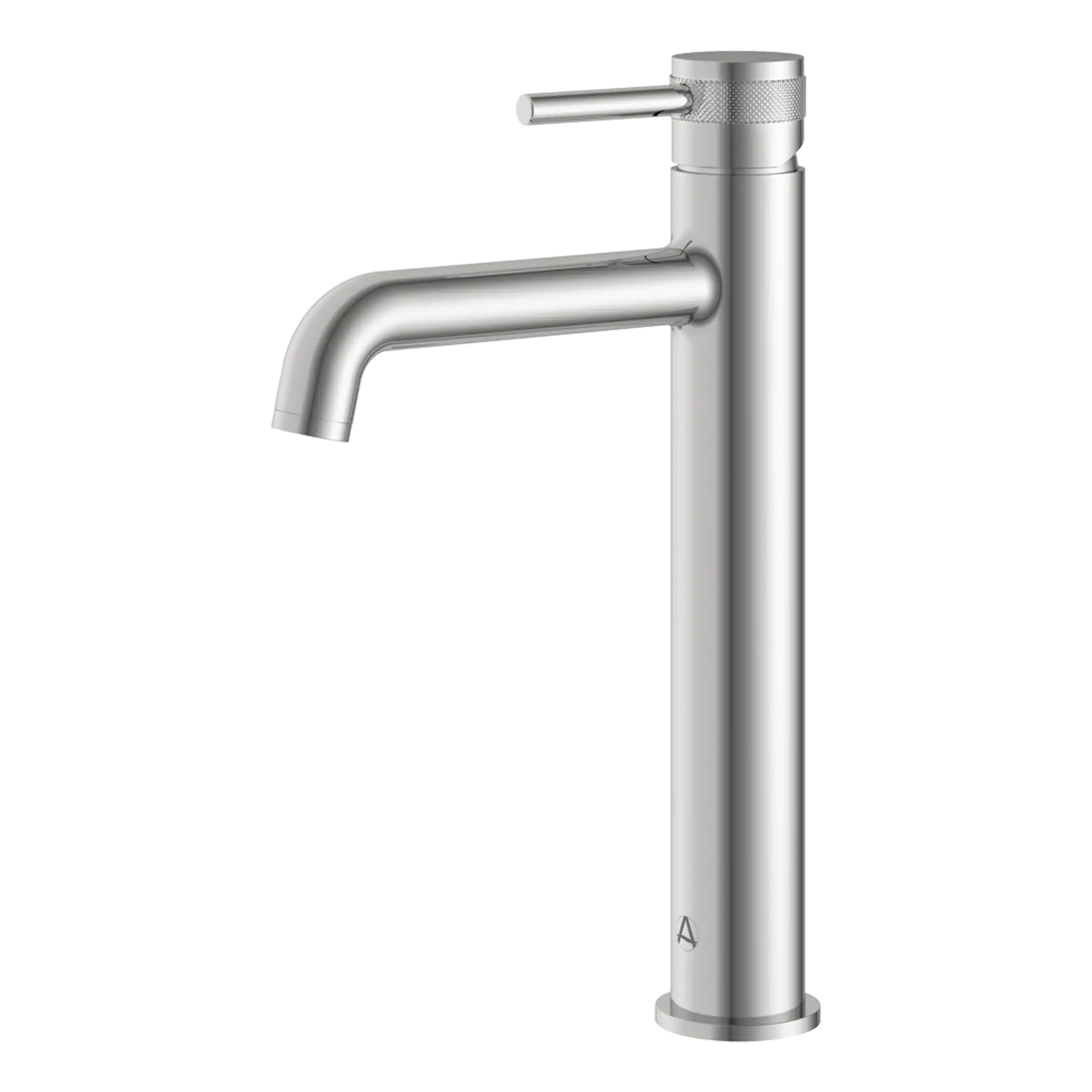 Brushed nickel bathroom faucet, modern single-handle mixer tap, sleek design and durable build, ideal for contemporary bathroom renovations and plumbing fixtures.
