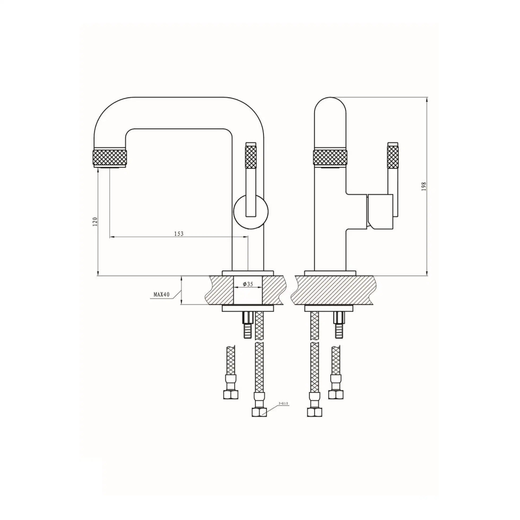High-Resolution Technical Bathroom Sink Faucet Diagram with Dimensions and Installation Details for Bubly Bathrooms.
