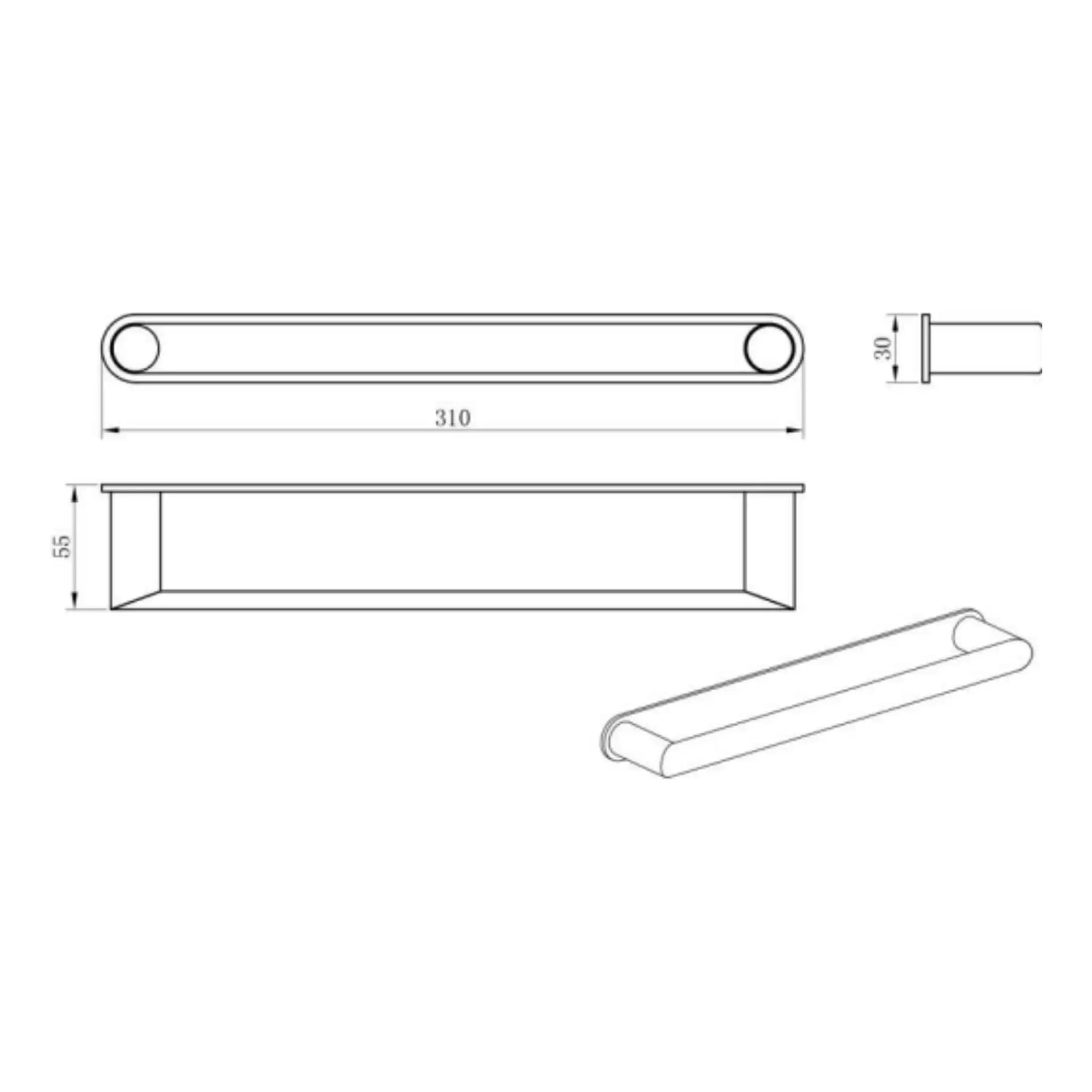 Sleek modern bathroom towel rail with minimalist design, 310mm length, and durable metal construction, perfect for contemporary bathrooms and towel organisation.