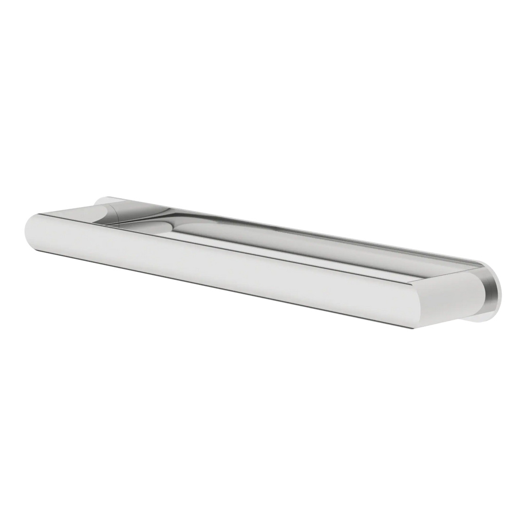 Sleek modern chrome bathroom towel holder with minimalist design, ideal for contemporary bathrooms, providing elegant towel storage solutions.
