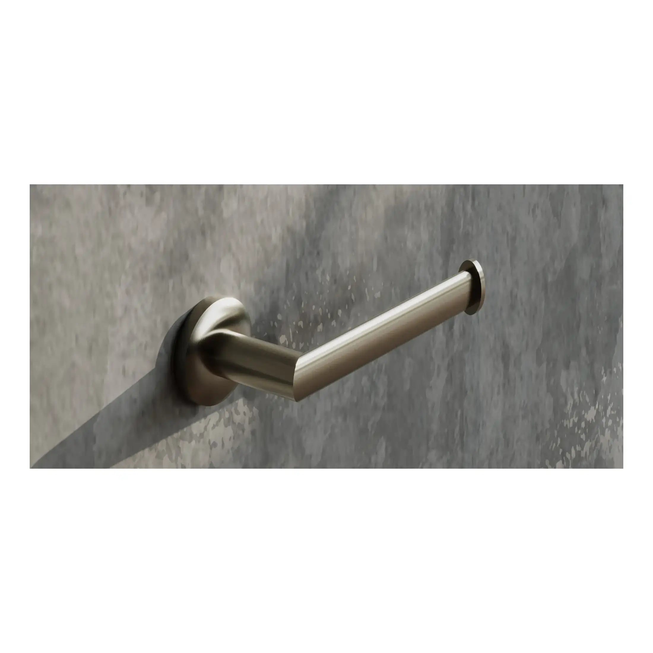 Sleek stainless steel door handle on a grey textured wall, modern bathroom hardware, minimalistic design, durable and stylish, ideal for contemporary bathroom renovations, Bubly Bathrooms.