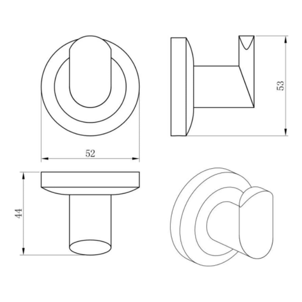 High-quality technical drawing of a bathroom fixture, showcasing multiple views with detailed measurements for installation and design purposes.