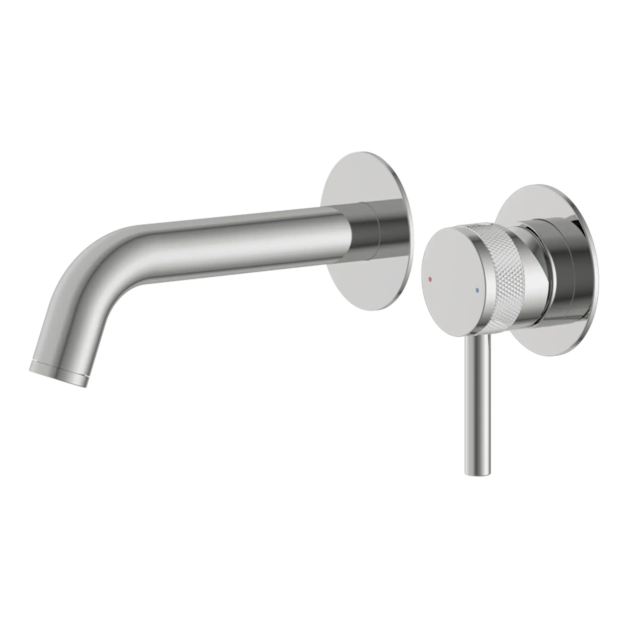 Sleek modern stainless steel bathroom tap with single handle control, wall-mounted design, ideal for contemporary bathroom installations.