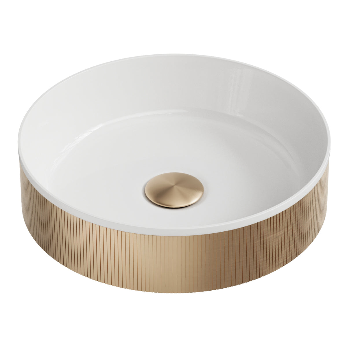 Scudo Koko Brushed Brass Fluted Countertop Basin